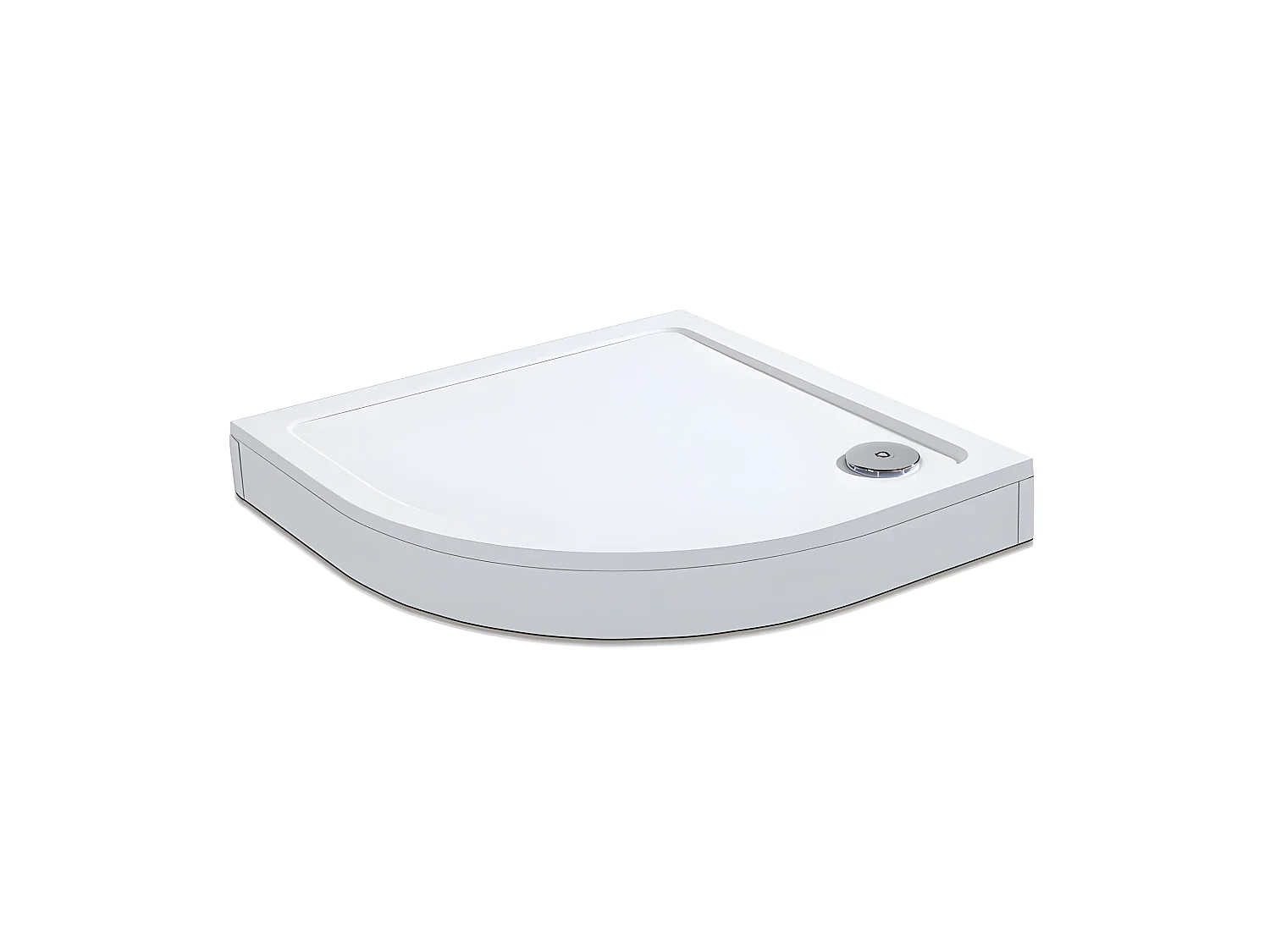 Receveur de douche blanc 80x80cm 1/4 de cercle, Extra-plat, bac à douche avec kit de plinthe, 7 pieds, bonde de receveur et siphon 90cm