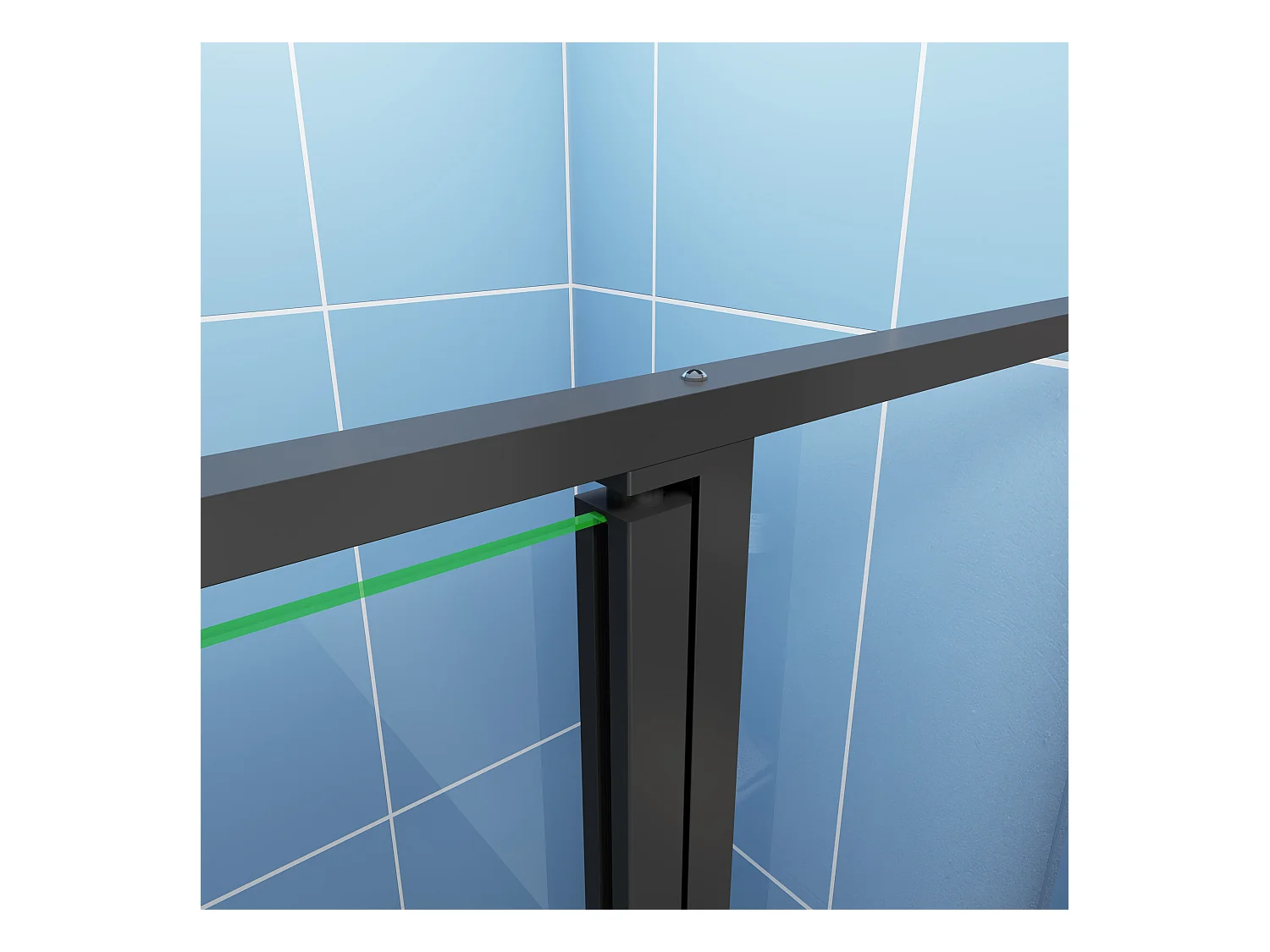 Draaibare douchedeur 100x185cm mat zwart profiel Nisinstallatie, antikalk veiligheidsglas