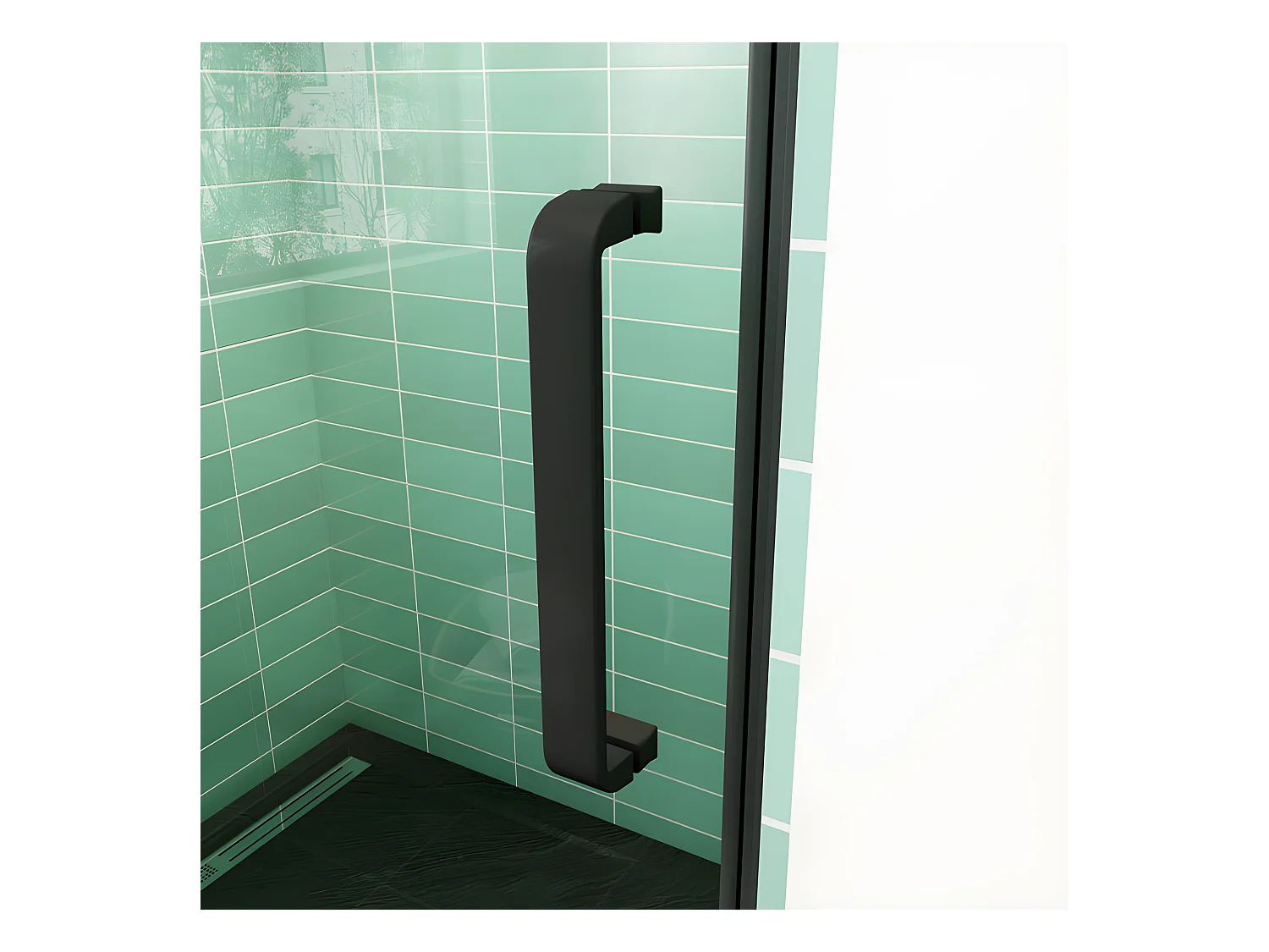 Draaibare douchedeur 120x195cm - Mat zwart - 8mm antikalk veiligheidsglas