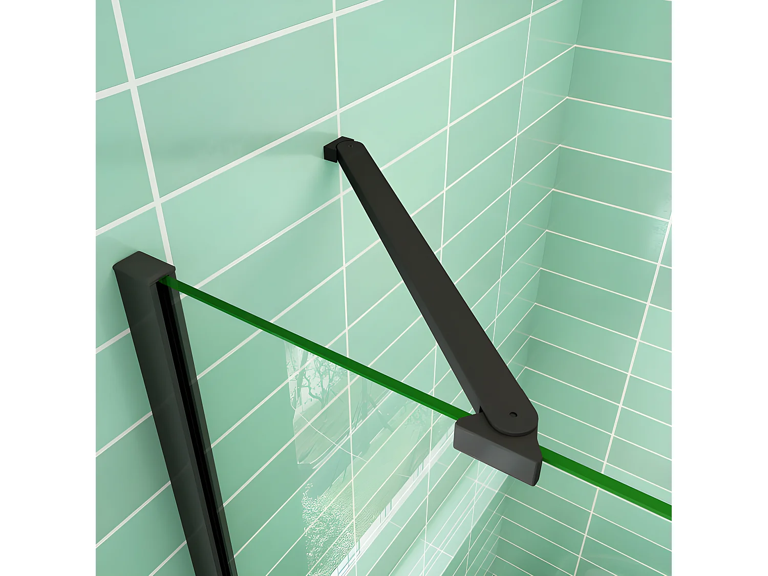Porte de douche pivotante 120x195cm - Noir Mat - Verre 8mm verre securit anticalcaire