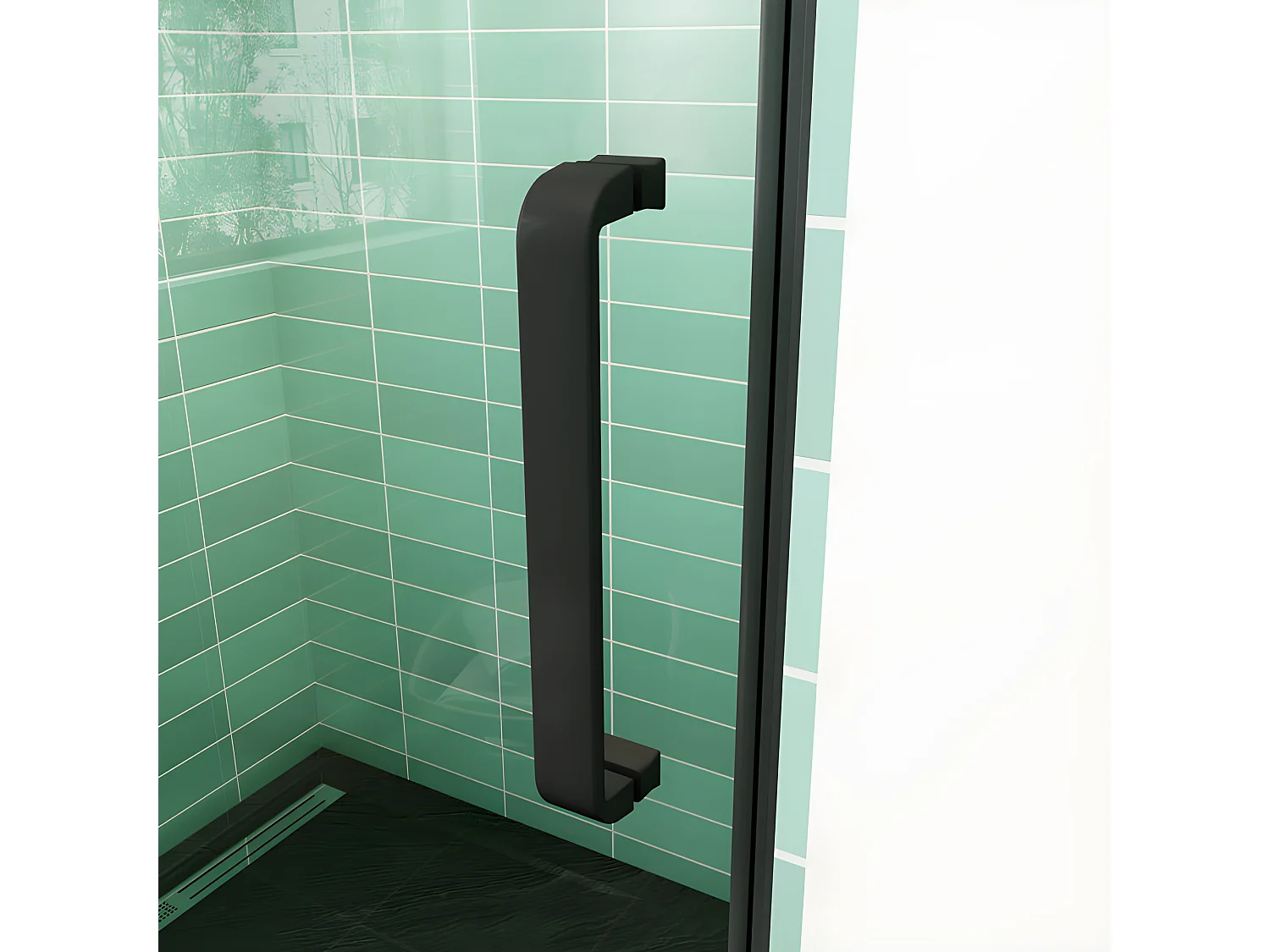 Porte de douche pivotante 120x195cm - Noir Mat - Verre 8mm verre securit anticalcaire