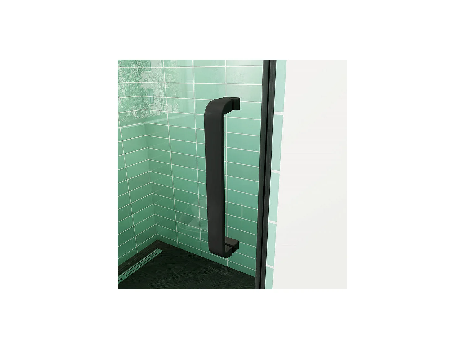 Draaibare douchedeur 100x195cm - Mat zwart - 8mm antikalk veiligheidsglas