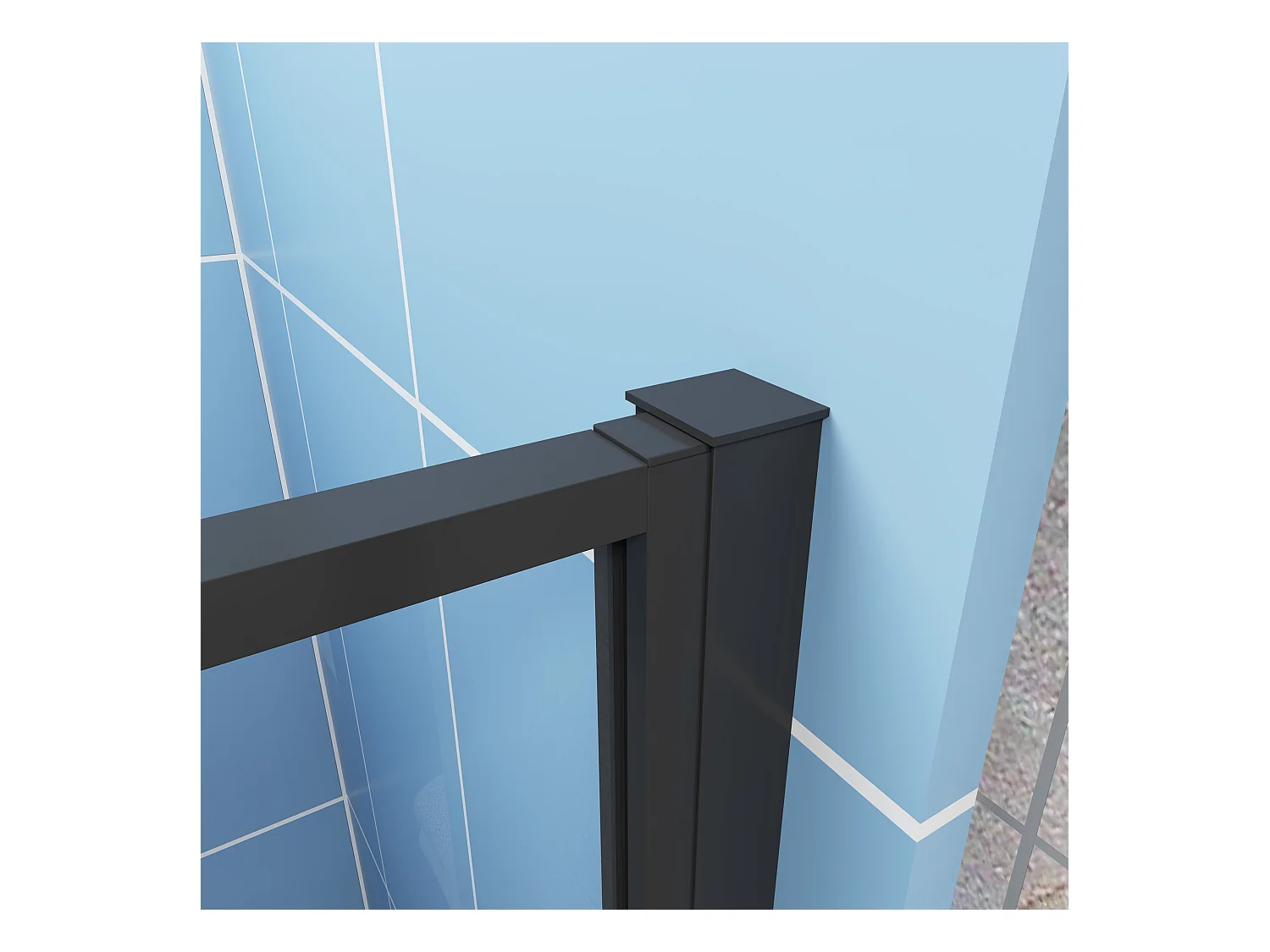 Draaibare douchedeur 120x185cm mat zwart profiel Nisinstallatie, antikalk veiligheidsglas