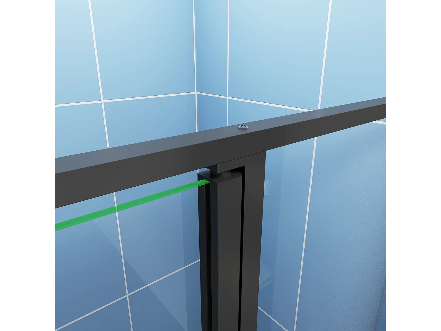 Porte de douche pivotante 120x185cm profilé noir mat Installation en niche, verre securit anticalcaire