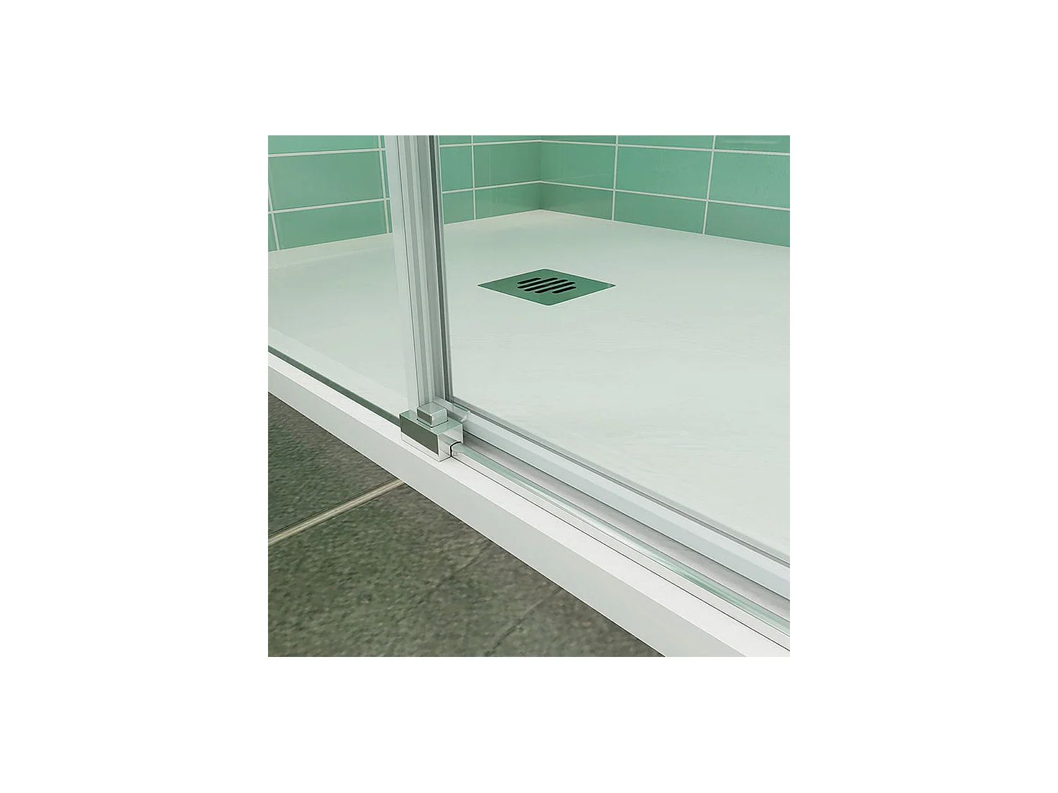 Porte de douche coulissante avec l'amortisseur 140x190cm verre sablé au centre - Installé à Gauche