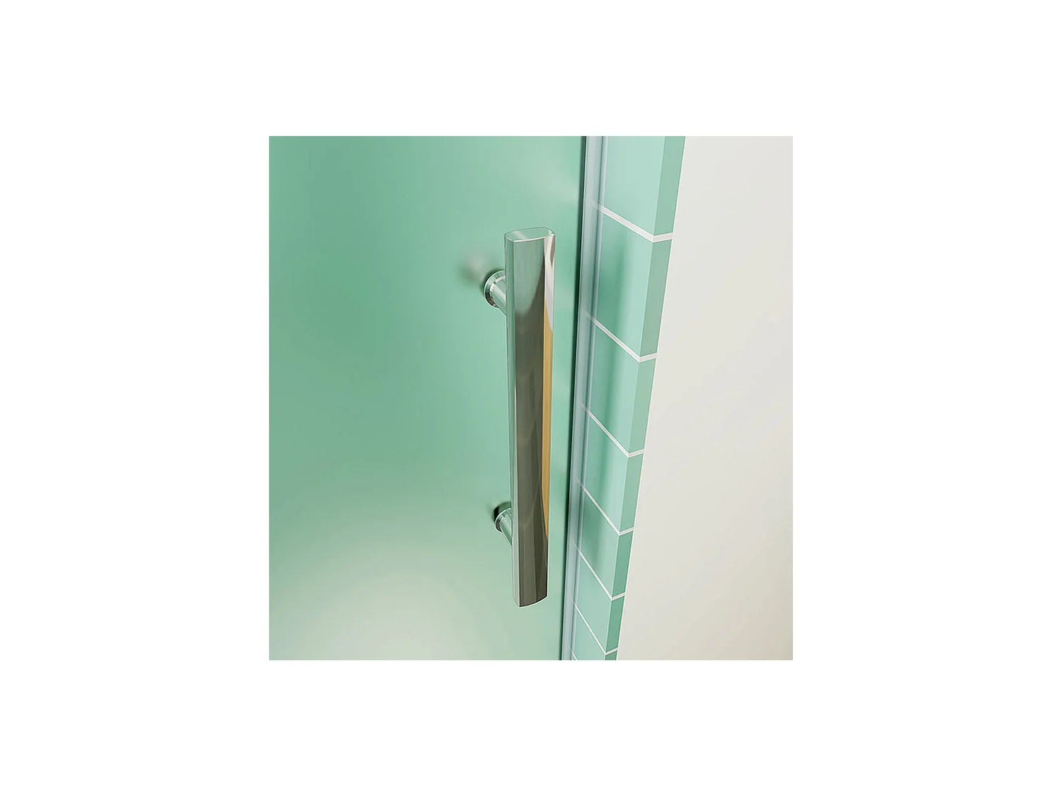 Porte de douche coulissante avec l'amortisseur 140x190cm verre sablé au centre - Installé à Gauche