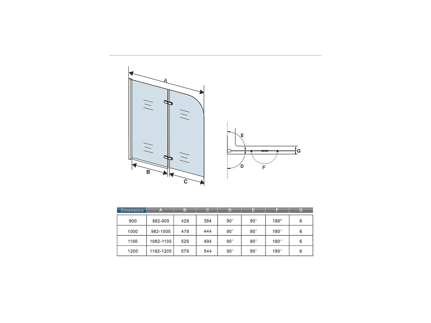 Pare-baignoire 120x140cm pivotant et pliant, paroi de baignoire, écran de douche à 2 volets en verre trempé transparent