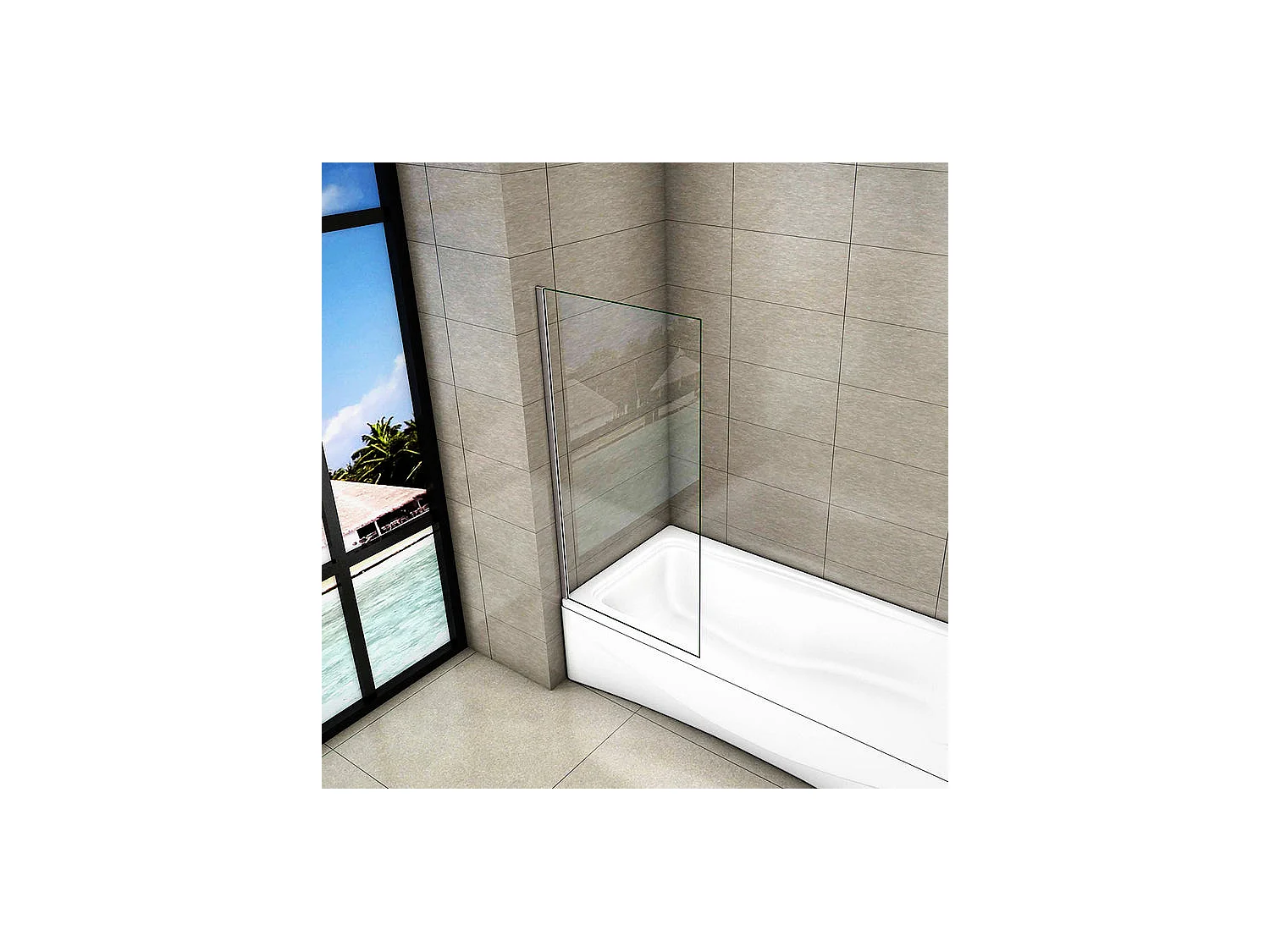 Pare-baignoire fixé 70x130cm, paroi de baignoire, écran de douche en verre 5mm anticalcaire