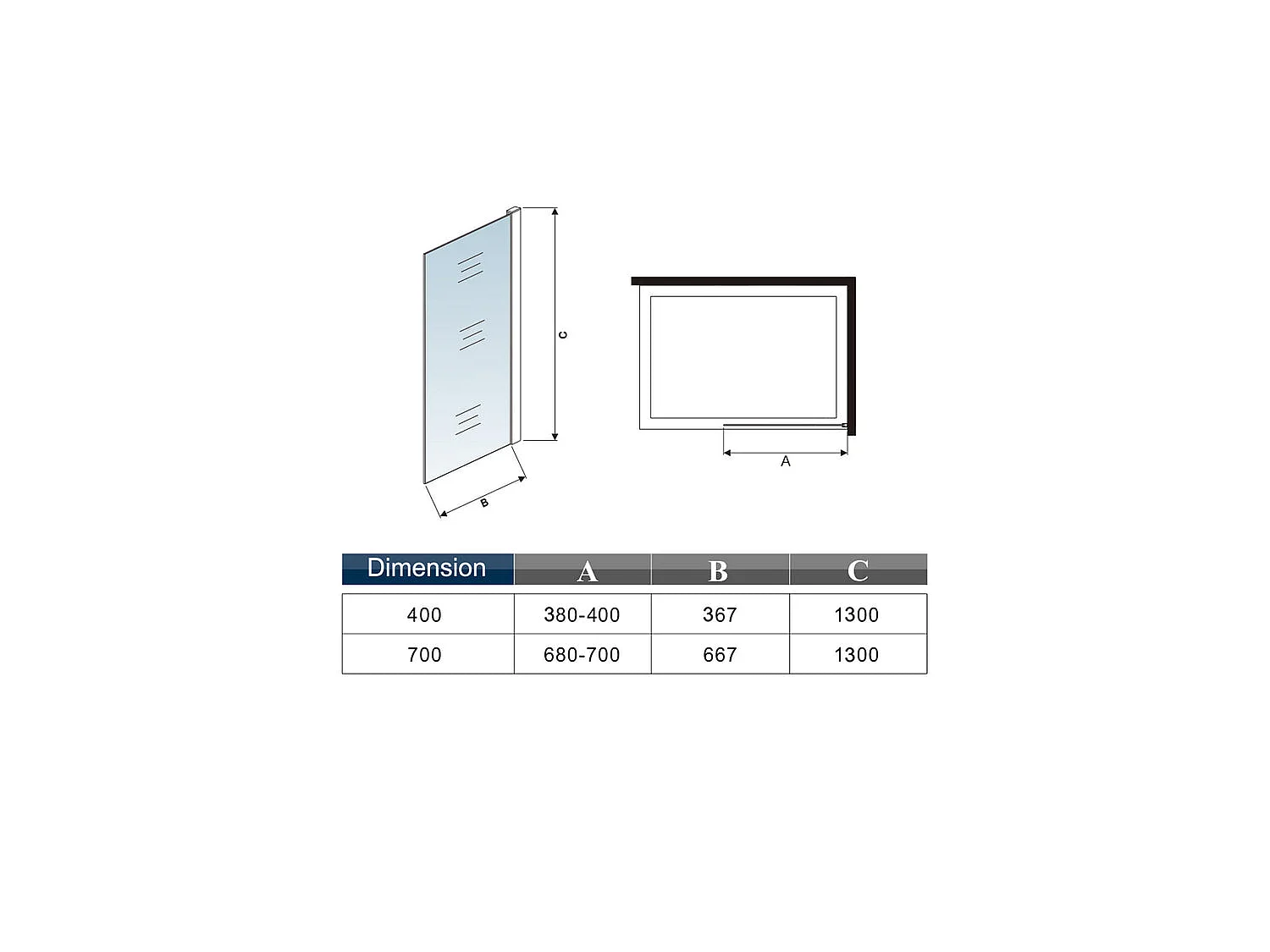 Pare-baignoire fixé 70x130cm, paroi de baignoire, écran de douche en verre 5mm anticalcaire