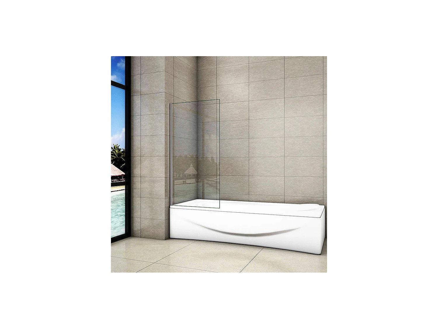 Pare-baignoire fixé 70x130cm, paroi de baignoire, écran de douche en verre 5mm anticalcaire
