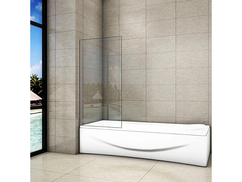 Pare-baignoire fixé 70x130cm, paroi de baignoire, écran de douche en verre 5mm anticalcaire