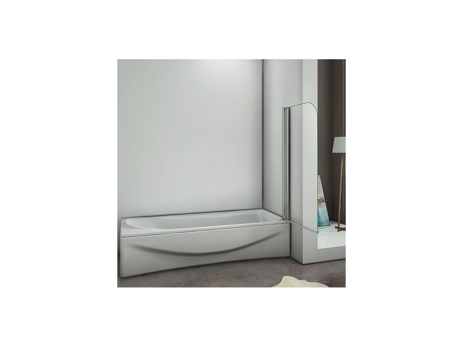 Pare-baignoire 80x140cm en 6mm verre anticalcaire, paroi de baignoire pivotant 180°Hauteur 140cm