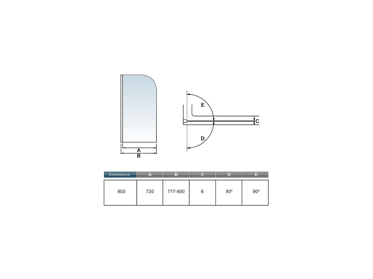 Pare-baignoire 80x140cm en 6mm verre anticalcaire, paroi de baignoire pivotant 180°Hauteur 140cm