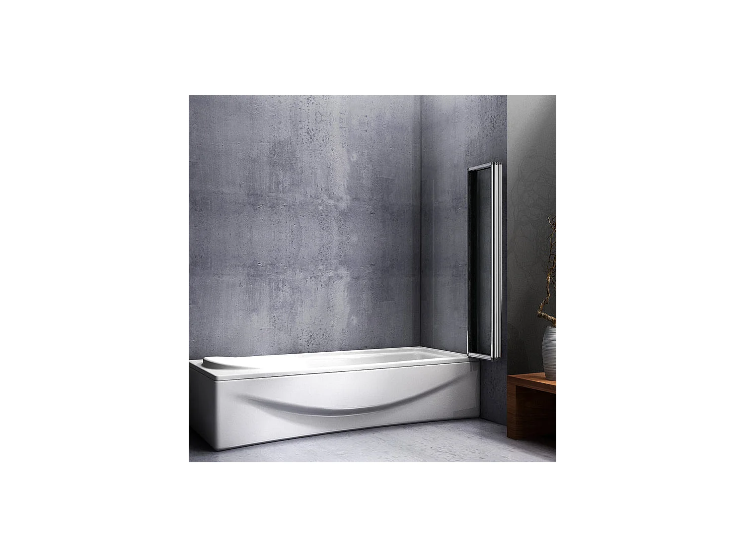 Pare-baignoire 120x140cm à 5 volets, paroi de baignoire pivotant et pliant 180° en 4mm verre strempé transparent