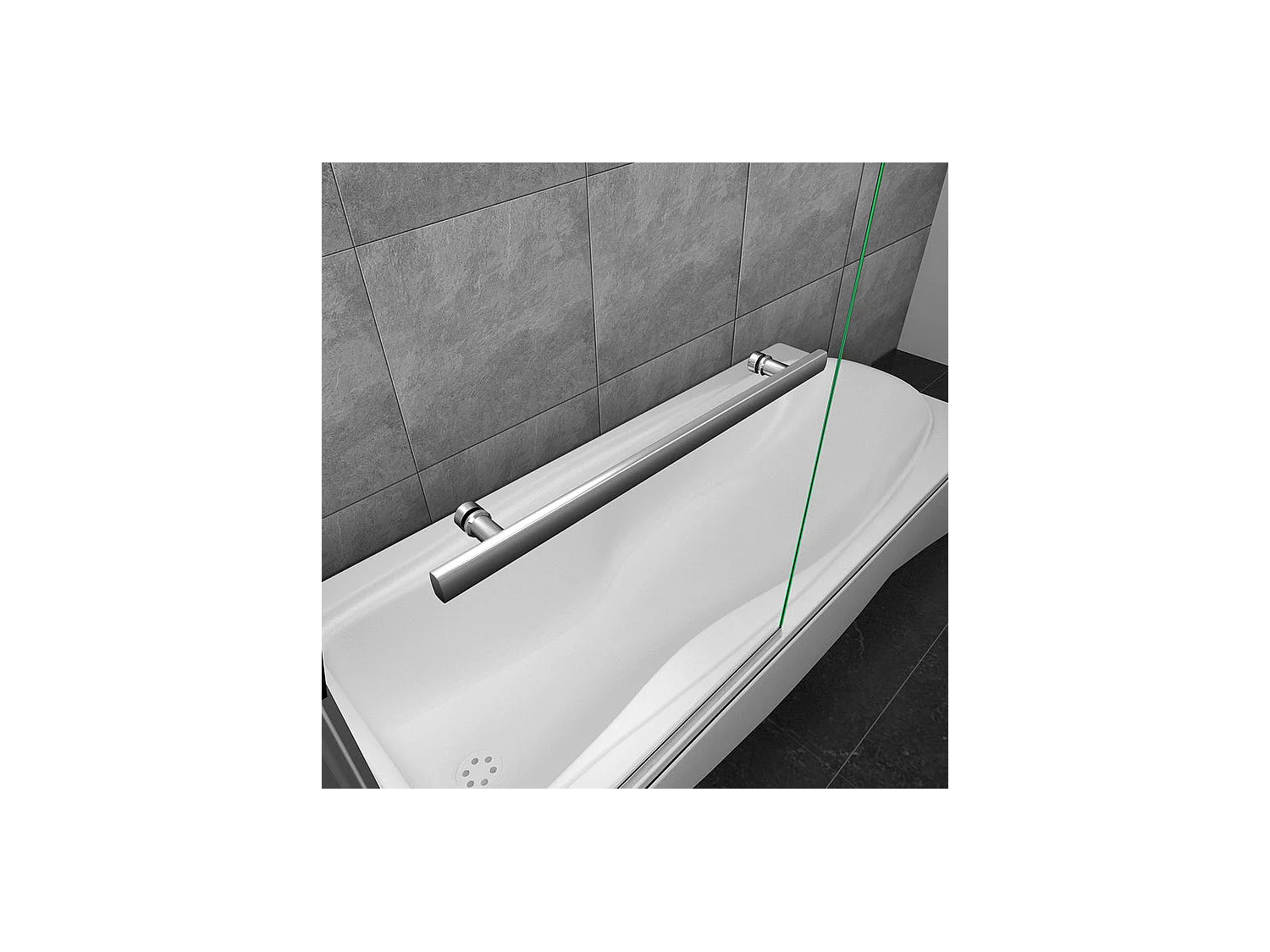 Pare-baignoire 70x130cm pivotant 180° en verre trempé, paroi de baignoire avec porte-serviette