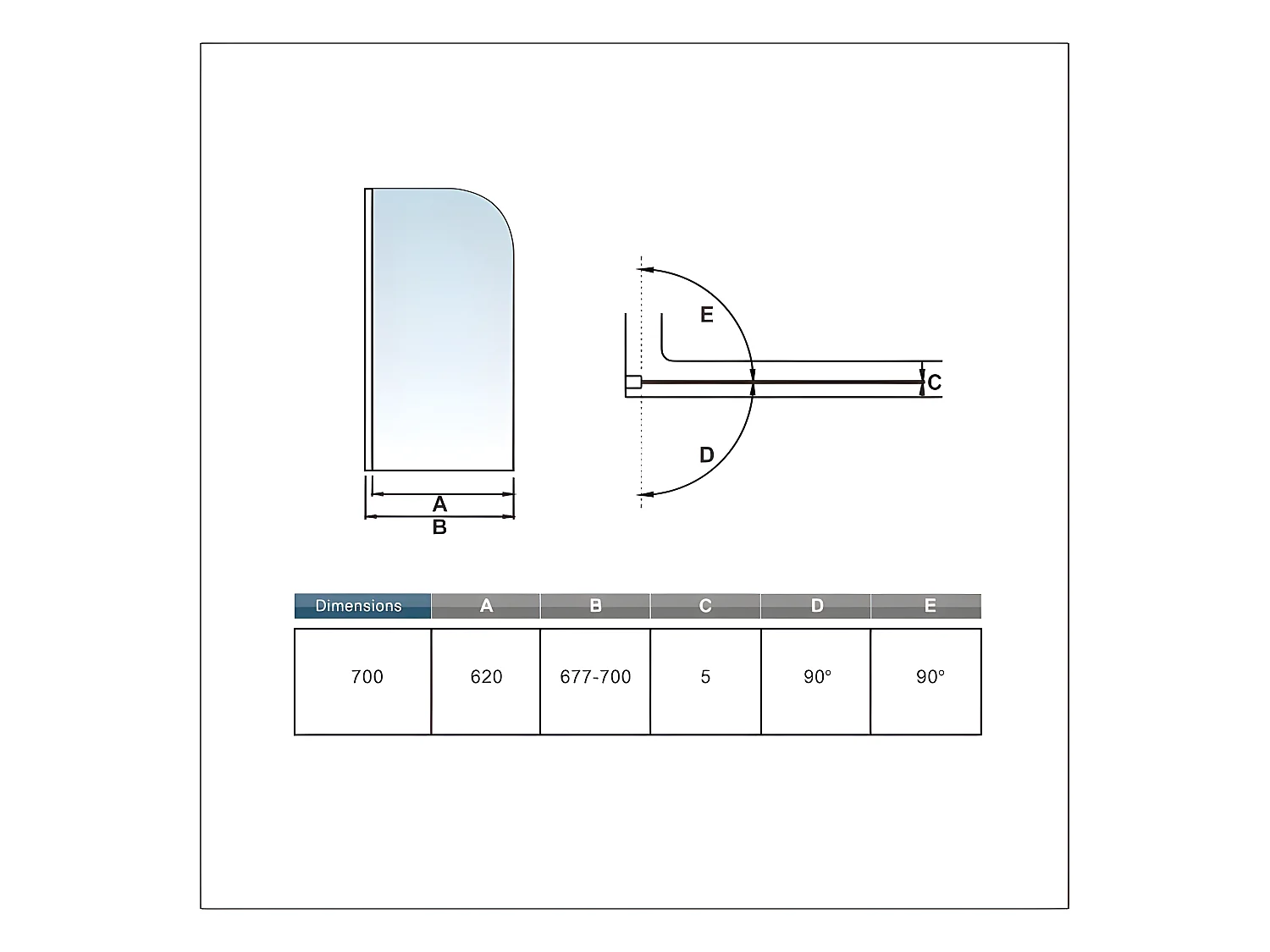 Pare-baignoire 70x130cm en 5mm verre anticalcaire, paroi de baignoire pivotant 180°Hauteur 130cm