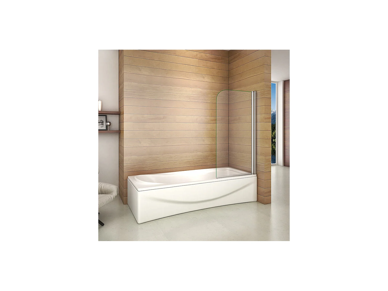 Pare-baignoire 70x130cm en 5mm verre anticalcaire, paroi de baignoire pivotant 180°Hauteur 130cm