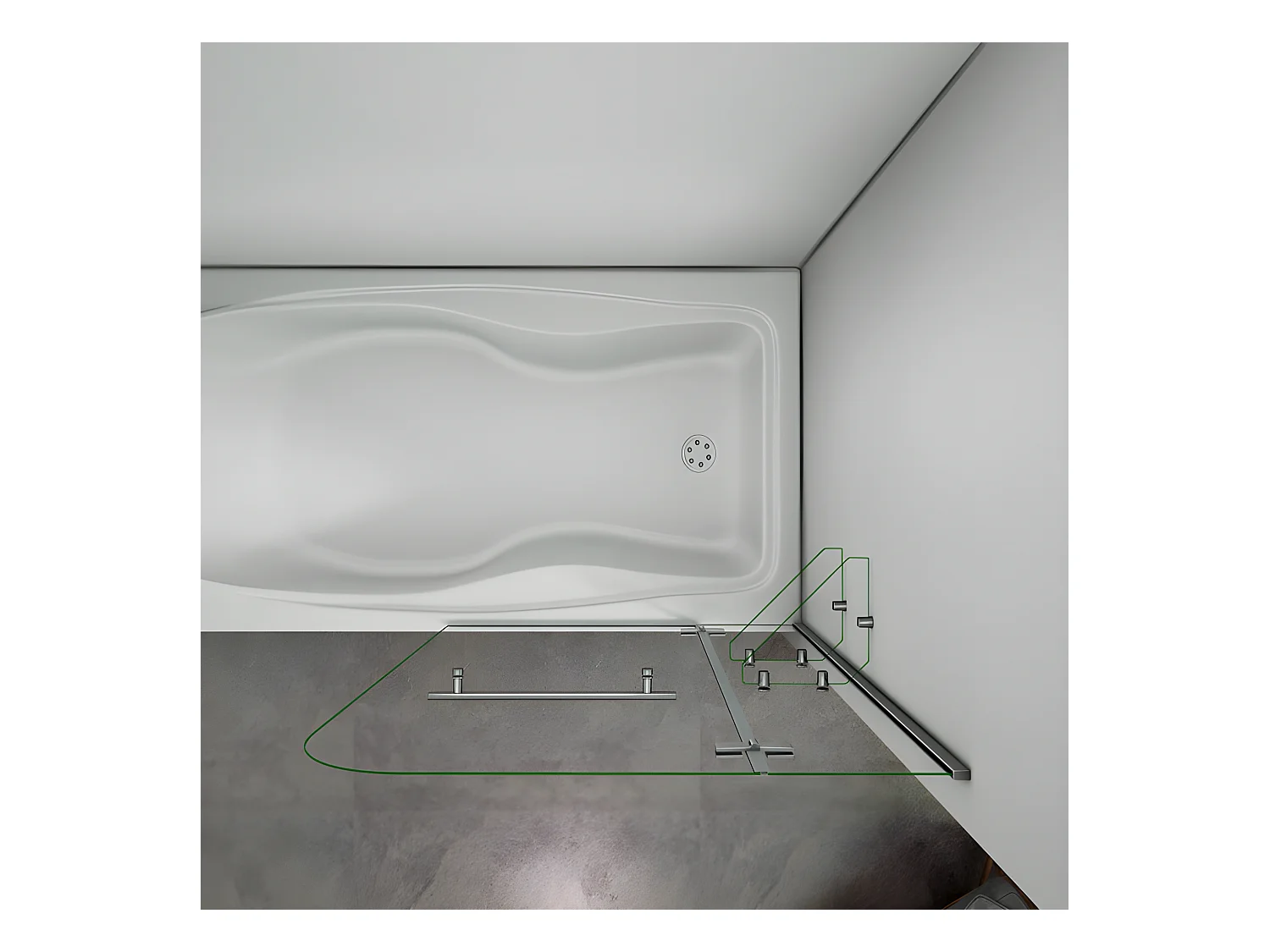 Pare-baignoire 90x140cm pivotant 90° en verre trempé, paroi de baignoire avec porte-serviette et 2 étagères