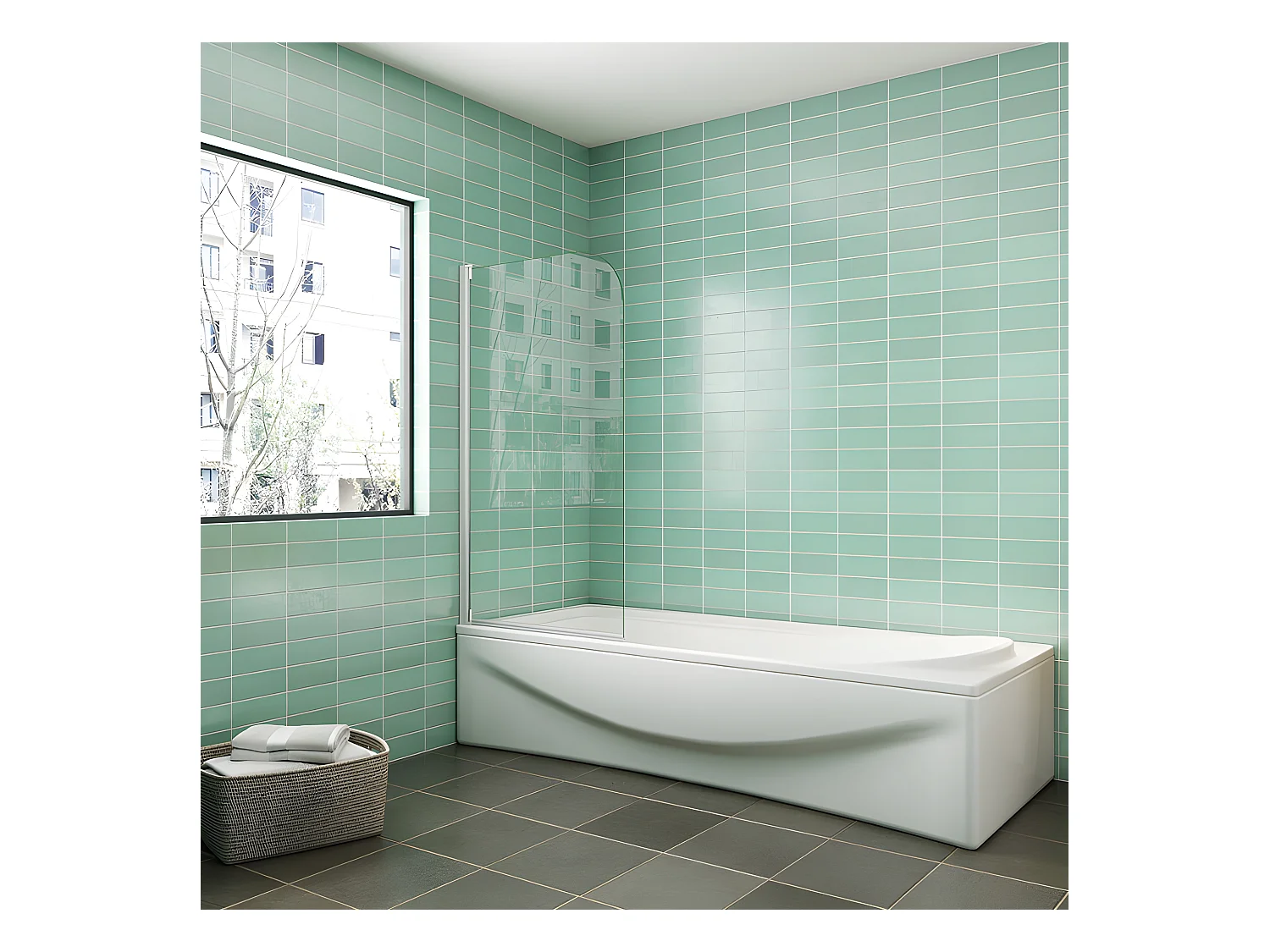 Pare-baignoire 70x130cm profilé blanc, écran paroi de baignoire pivotante 180° en verre de sécurité