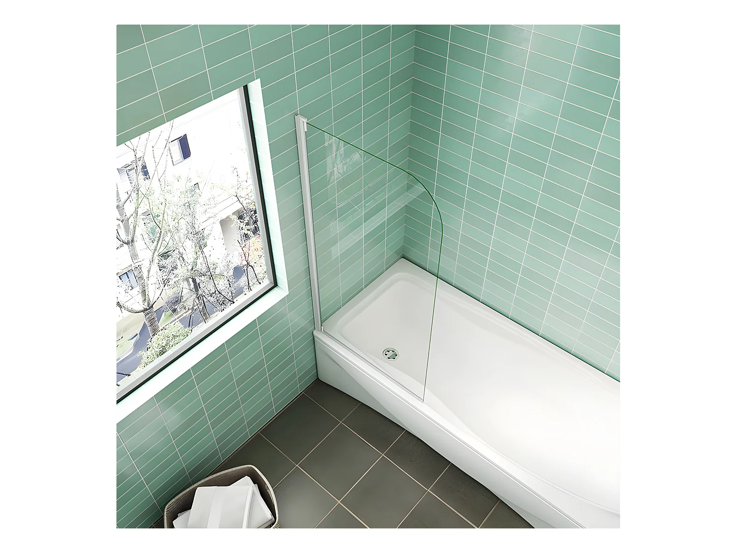 Pare-baignoire 70x130cm profilé blanc, écran paroi de baignoire pivotante 180° en verre de sécurité