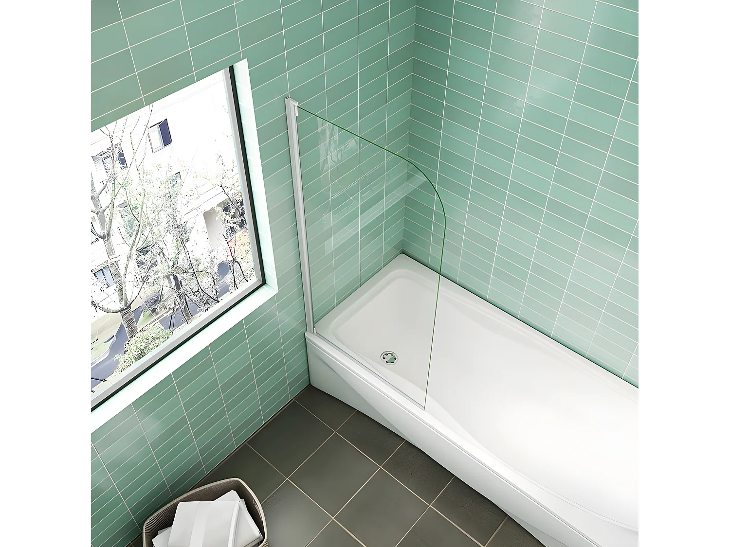 Pare-baignoire 70x130cm profilé blanc, écran paroi de baignoire pivotante 180° en verre de sécurité