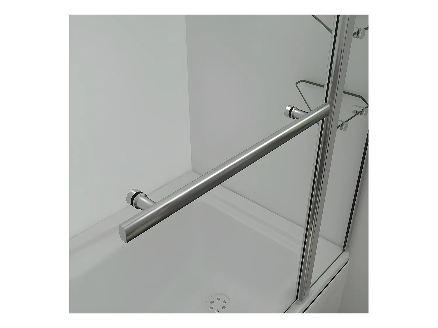 Pare-baignoire 100x140cm rectangle, paroi de baignoire pivotant 240° en verre de sécurité, avec 2 étagères