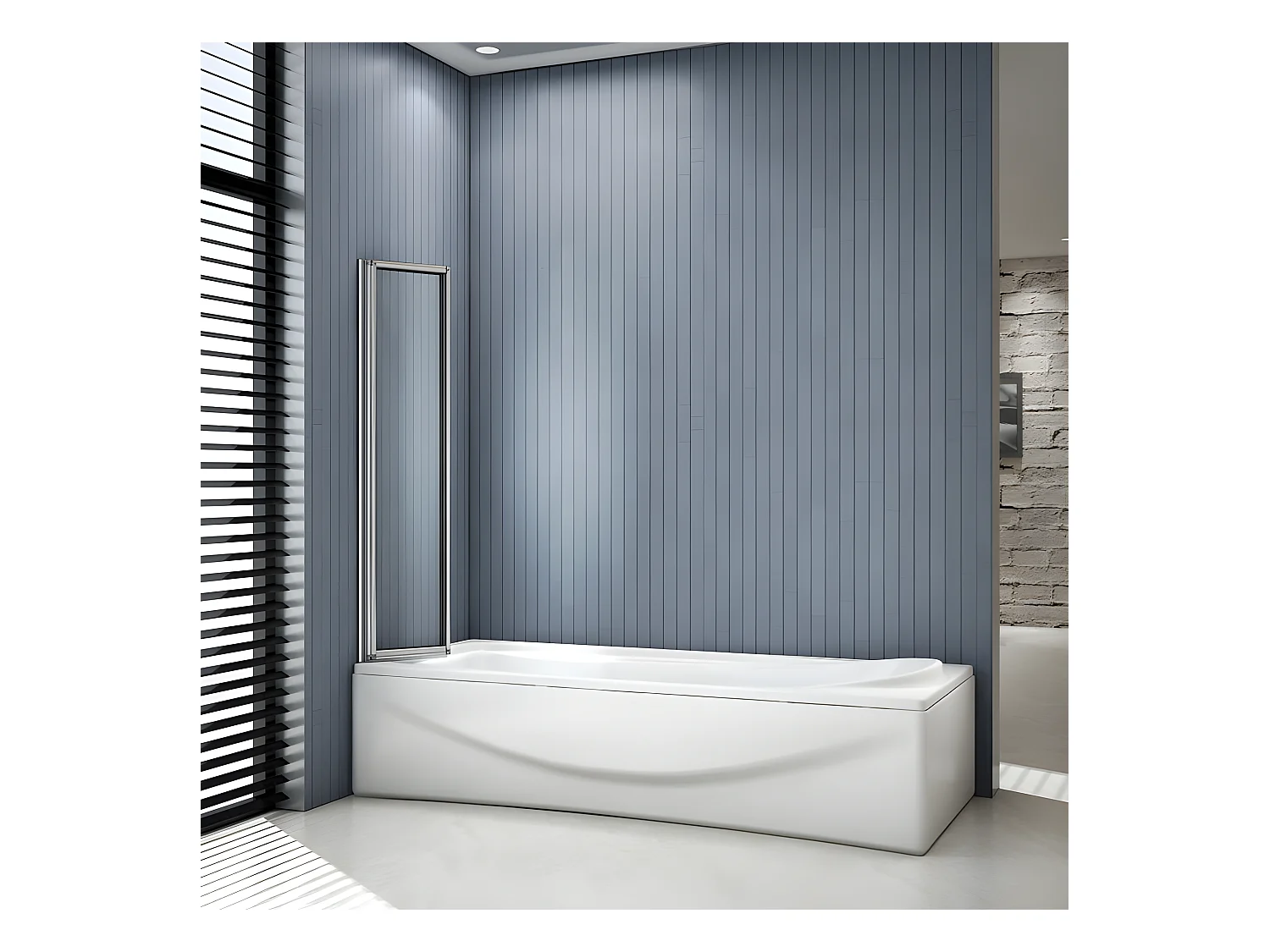 Pare-baignoire 100x140cm à 4 volets, paroi de baignoire pivotant et pliant 180° en 4mm verre strempé transparent