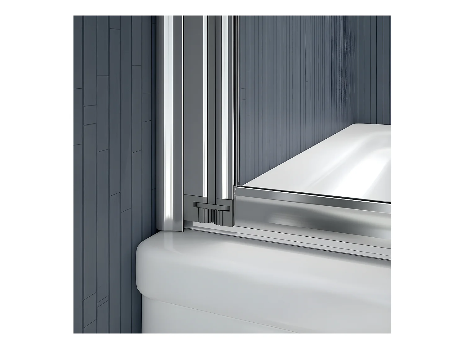 Pare-baignoire 100x140cm à 4 volets, paroi de baignoire pivotant et pliant 180° en 4mm verre strempé transparent