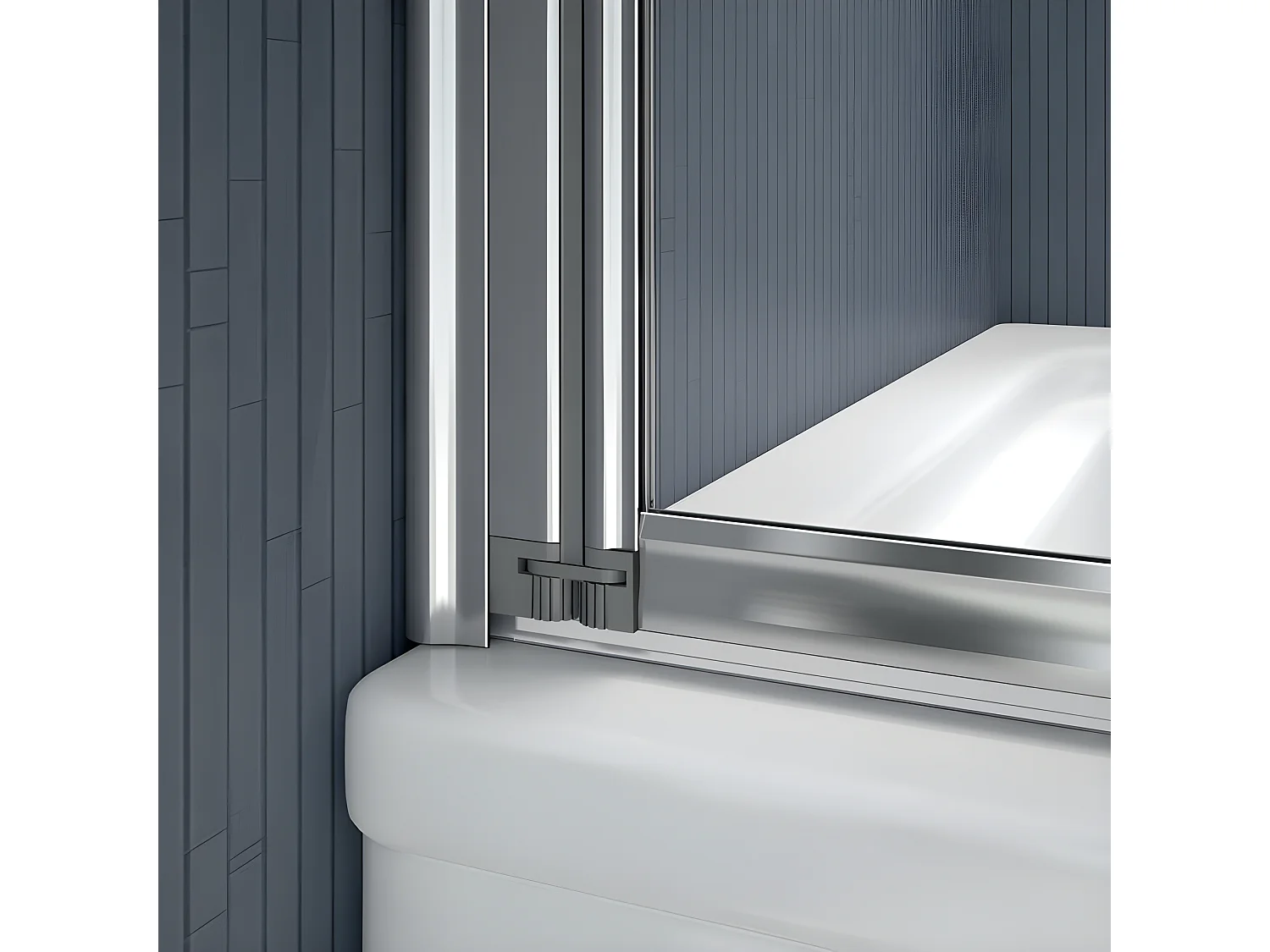 Pare-baignoire 100x140cm à 4 volets, paroi de baignoire pivotant et pliant 180° en 4mm verre strempé transparent