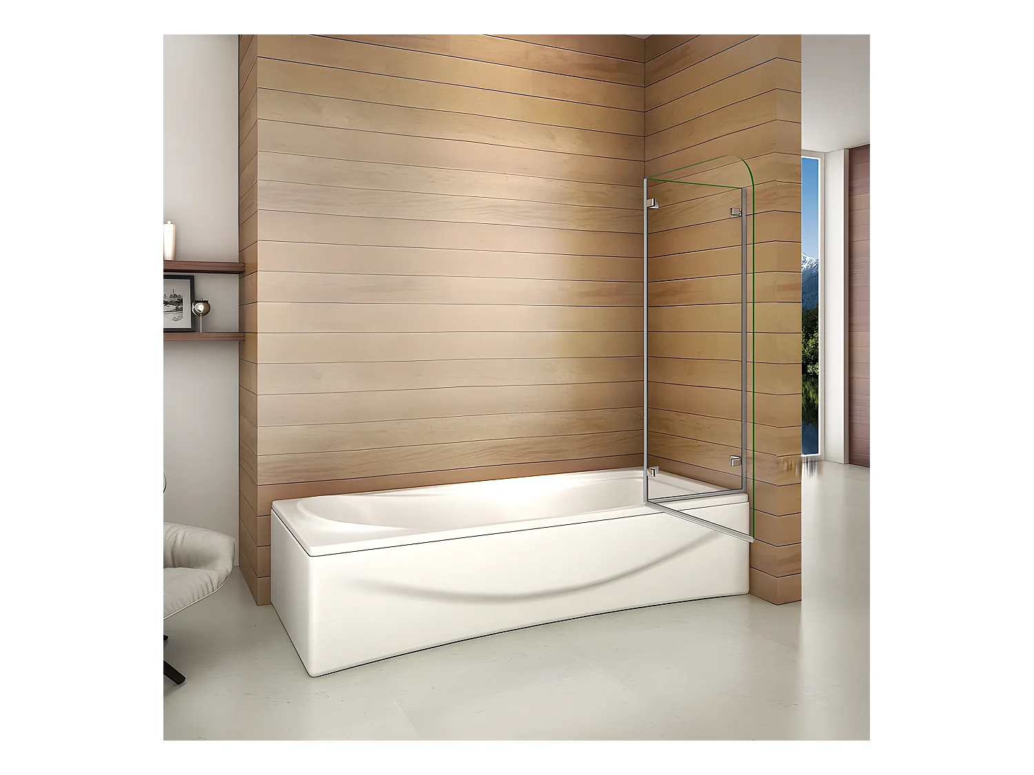 Pare-baignoire 120x140cm, paroi de baignoire pivotant et repliable Hauteur 140cm en verre de sécurité