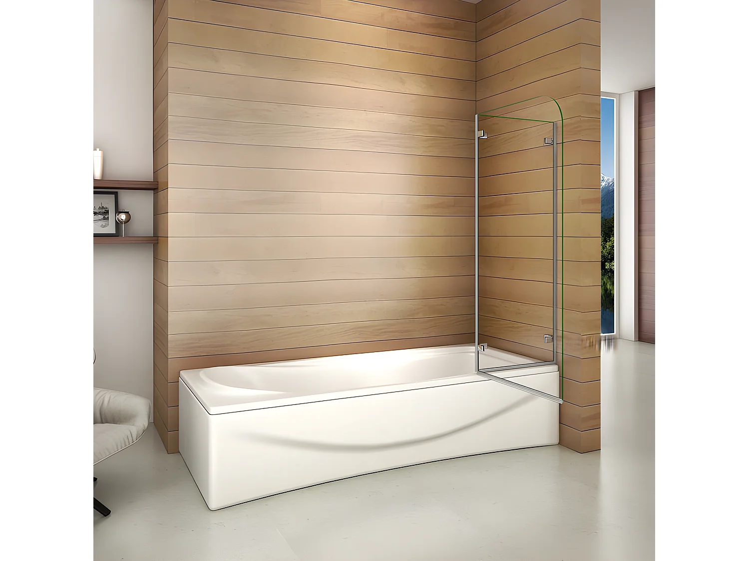 Pare-baignoire 120x140cm, paroi de baignoire pivotant et repliable Hauteur 140cm en verre de sécurité