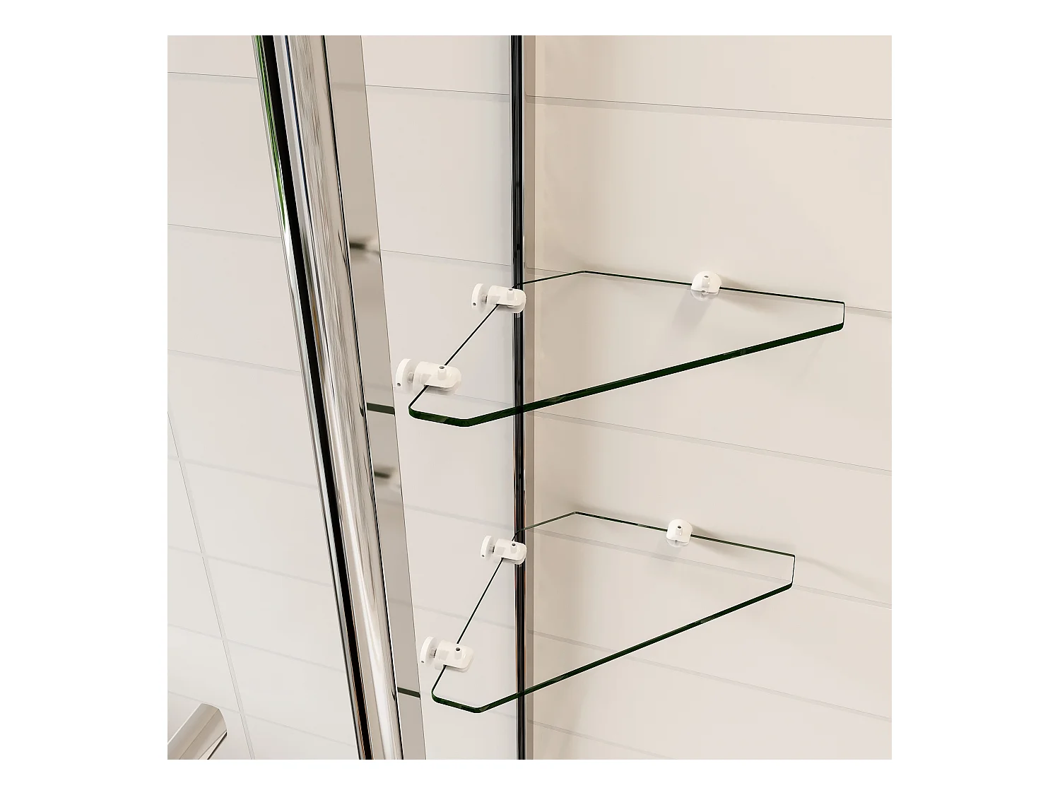 Pare-baignoire 100x140cm pivotant 180° , paroi de baignoire en verre trempé transparent, avec porte-serviette et étagères