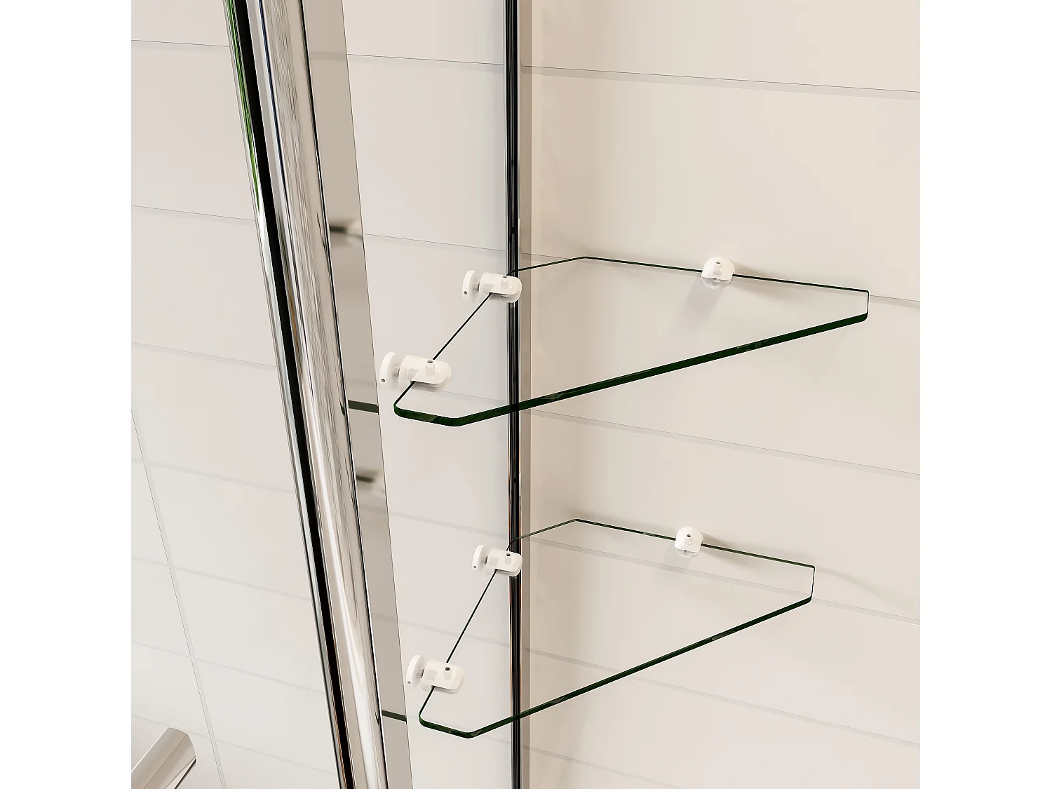 Pare-baignoire 100x140cm pivotant 180° , paroi de baignoire en verre trempé transparent, avec porte-serviette et étagères