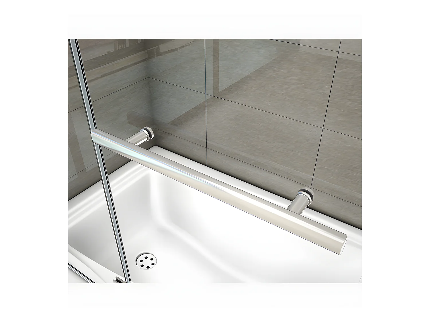 Pare-baignoire 100x140cm pivotant 180° , paroi de baignoire en 6mm verre anticalcaire, avec une poignée en Inox