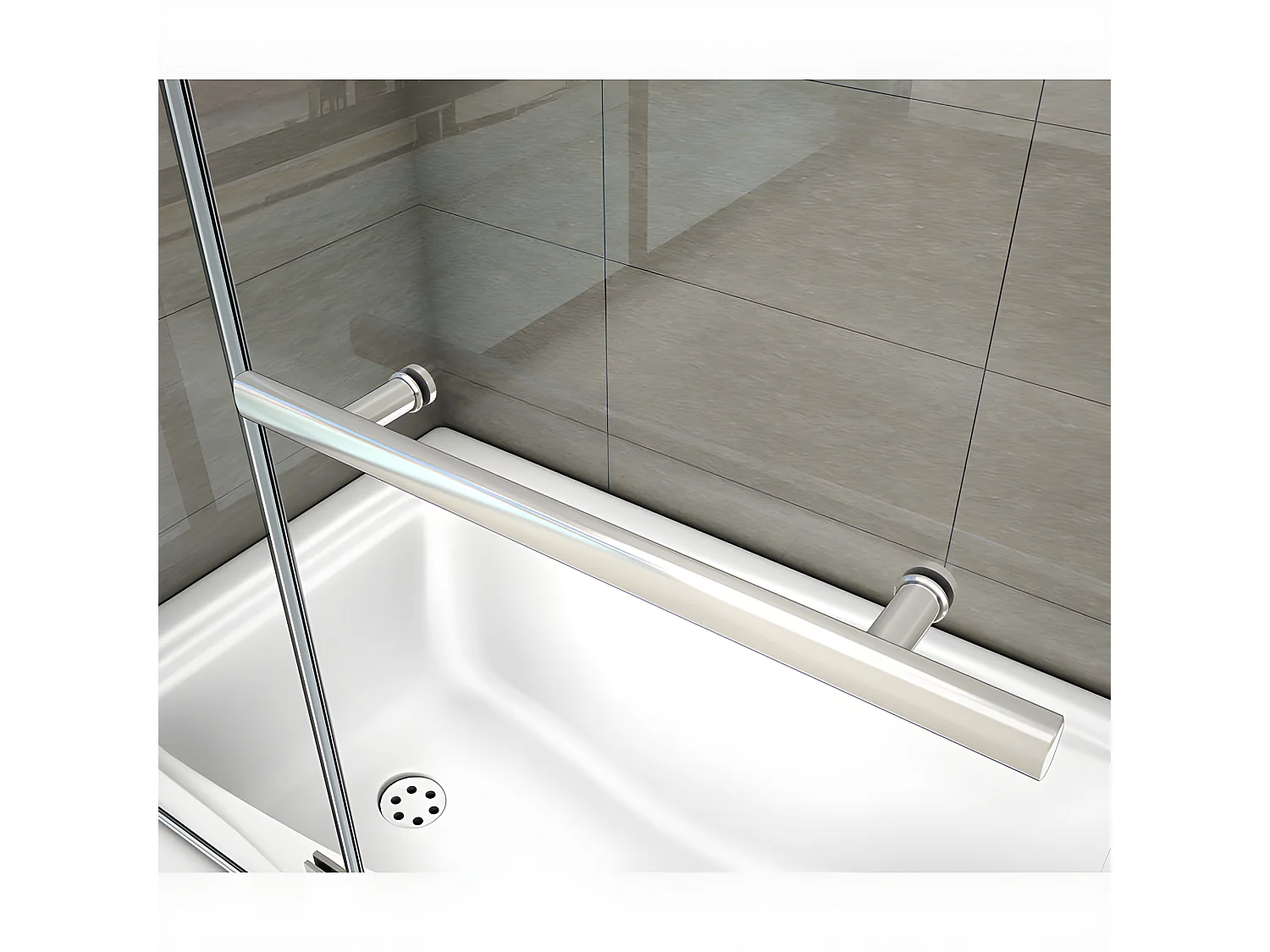 Pare-baignoire 100x140cm pivotant 180° , paroi de baignoire en 6mm verre anticalcaire, avec une poignée en Inox