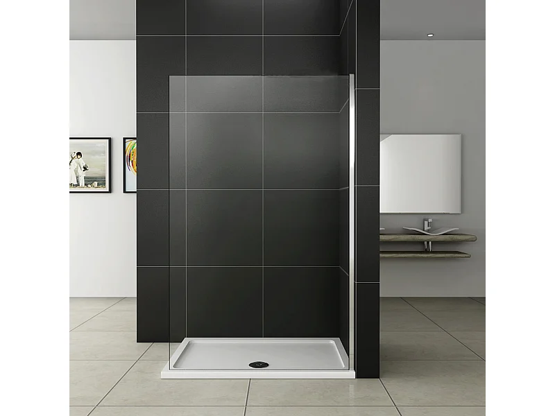 Paroi de douche à l'italienne 90x200cm en 8mm verre trempé anticalcaire, sans barre de fixation