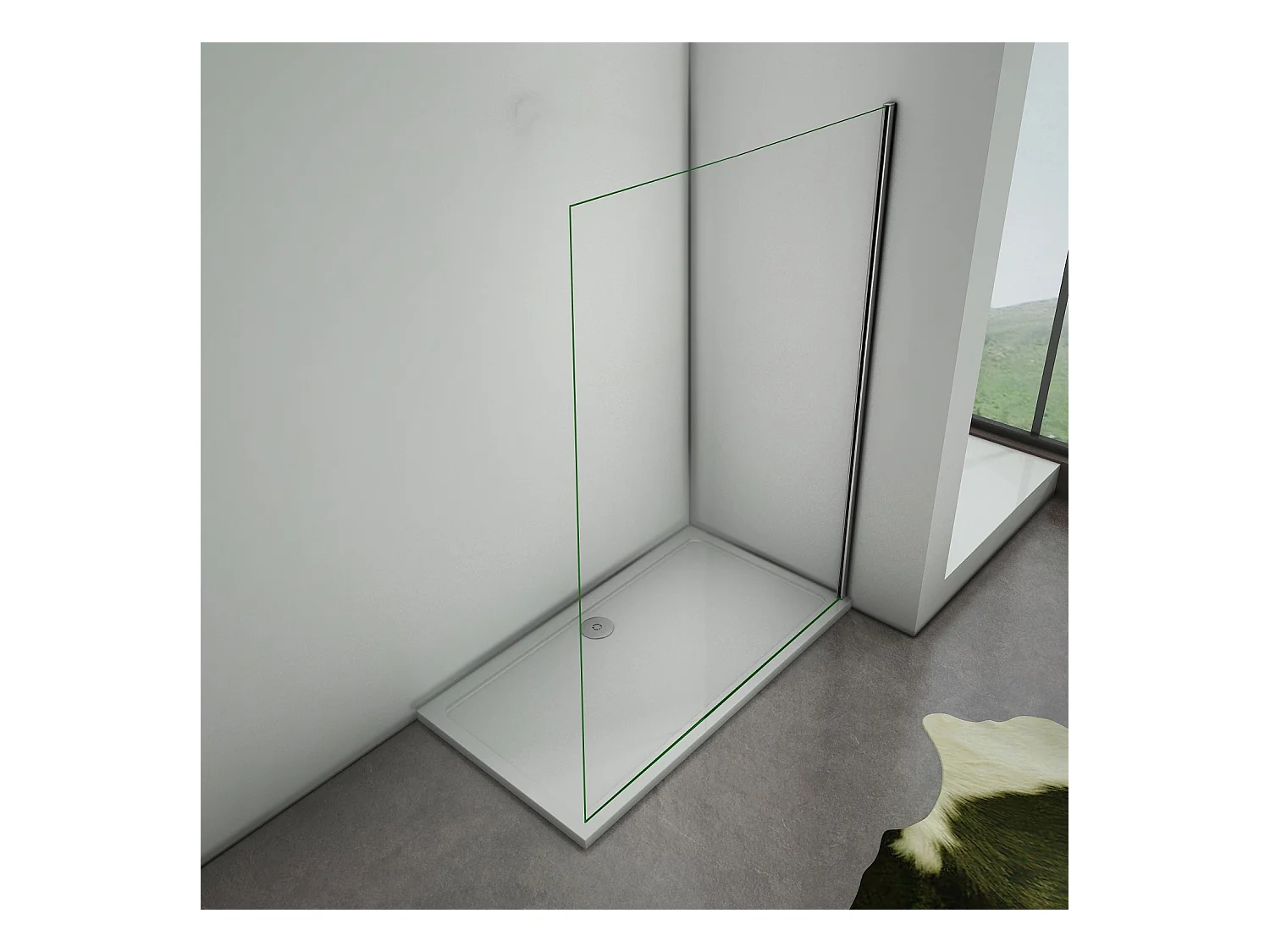 Paroi de douche à l'italienne 140x200cm en 8mm verre trempé anticalcaire, sans barre de fixation