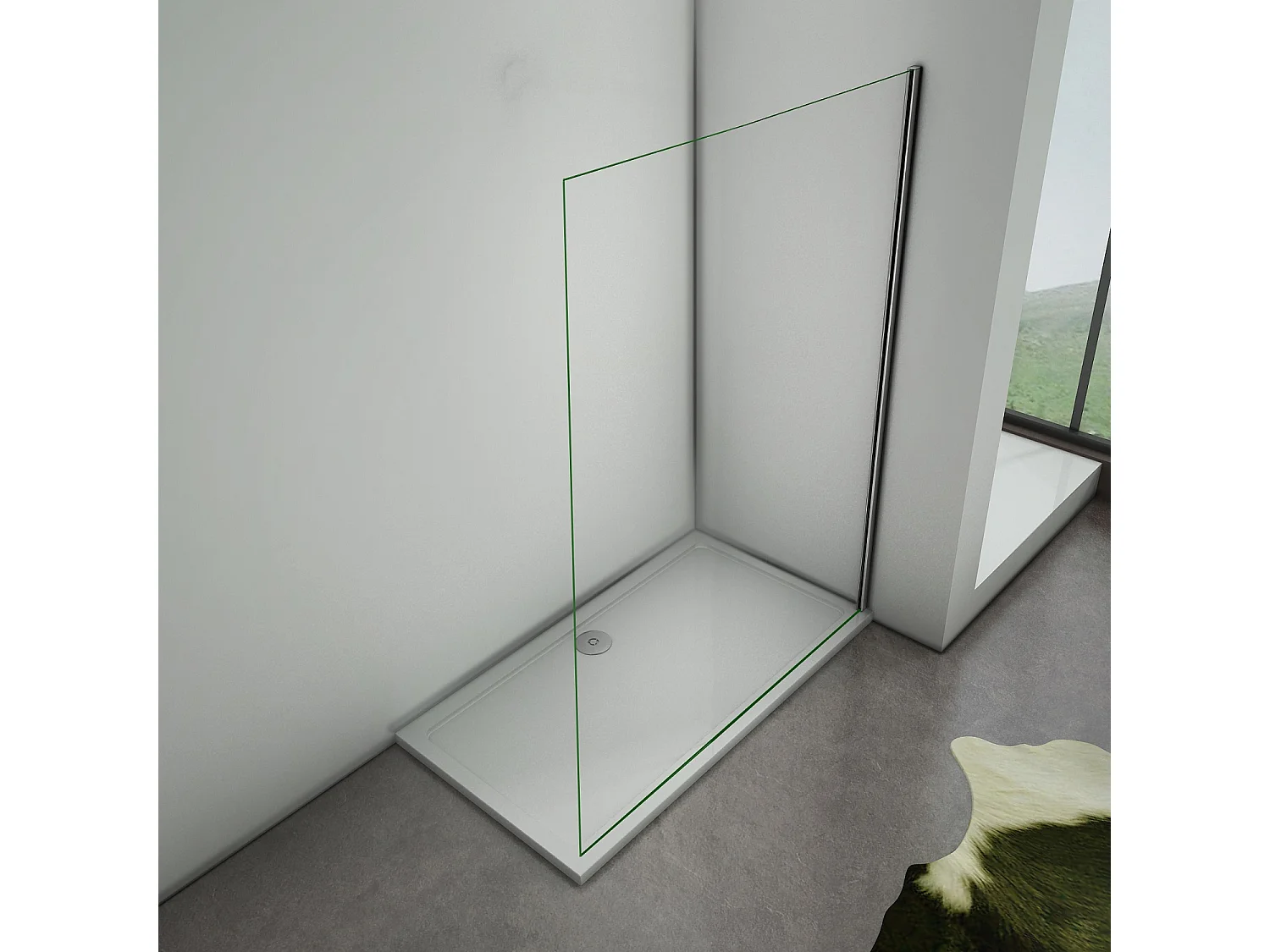 Paroi de douche à l'italienne 140x200cm en 8mm verre trempé anticalcaire, sans barre de fixation