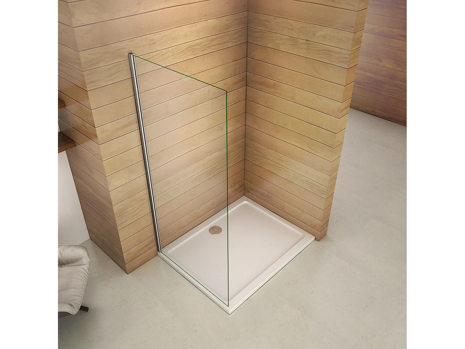 Paroi de douche à l'italienne 60x200cm en 8mm verre trempé anticalcaire, sans barre de fixation
