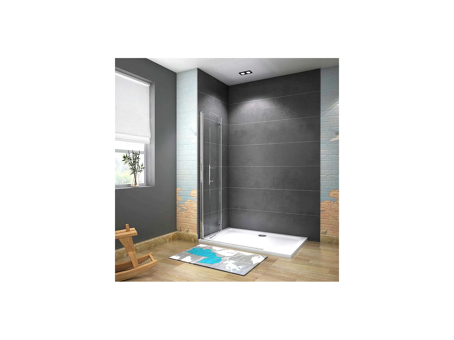 Paroi de douche pivotante 85x185cm paroi de douche à l'italienne pliante en verre 6mm anticalcaire, avec poignée en inox