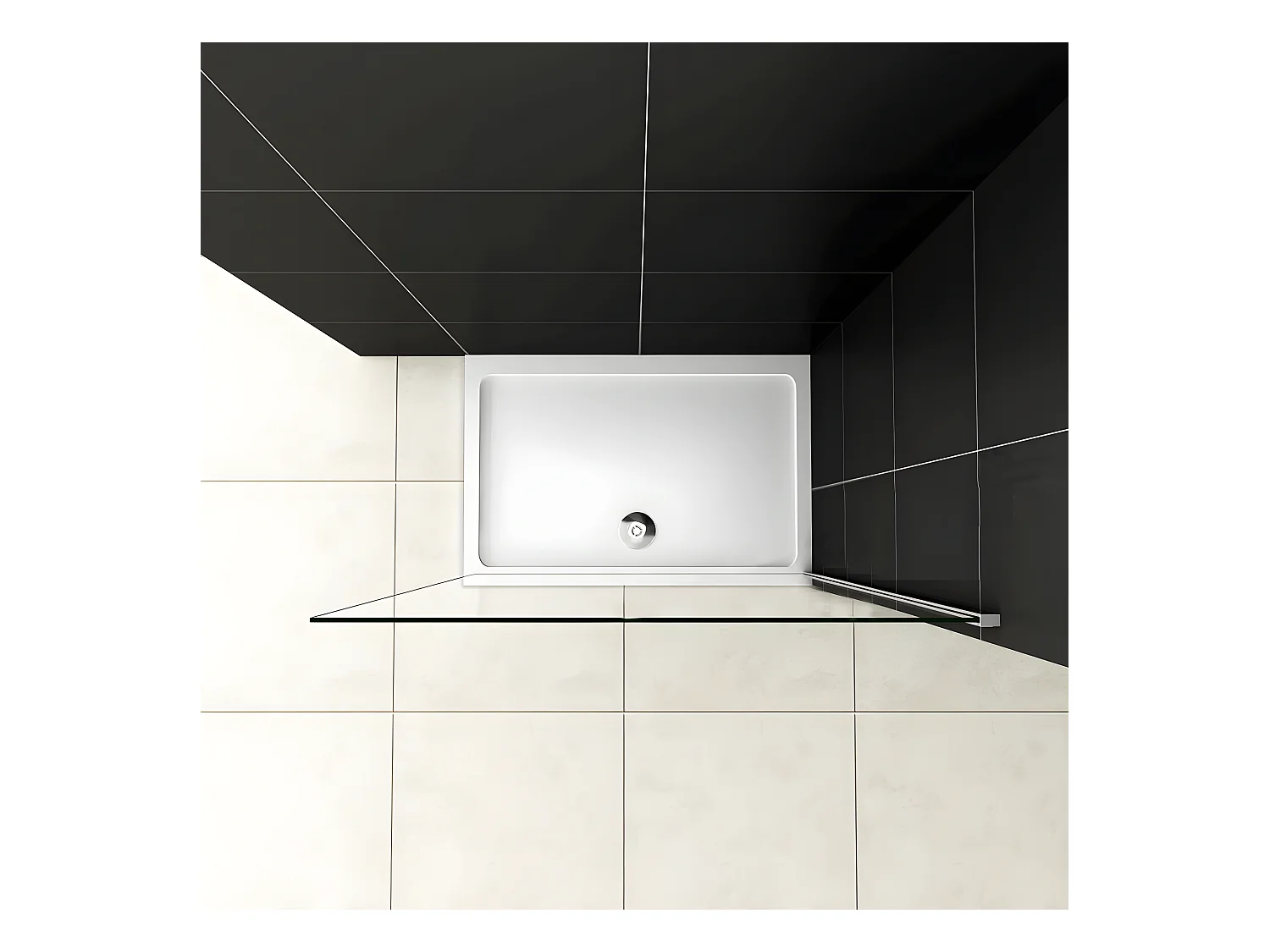 Paroi de douche à l'italienne 100x200cm en 8mm verre trempé anticalcaire, sans barre de fixation