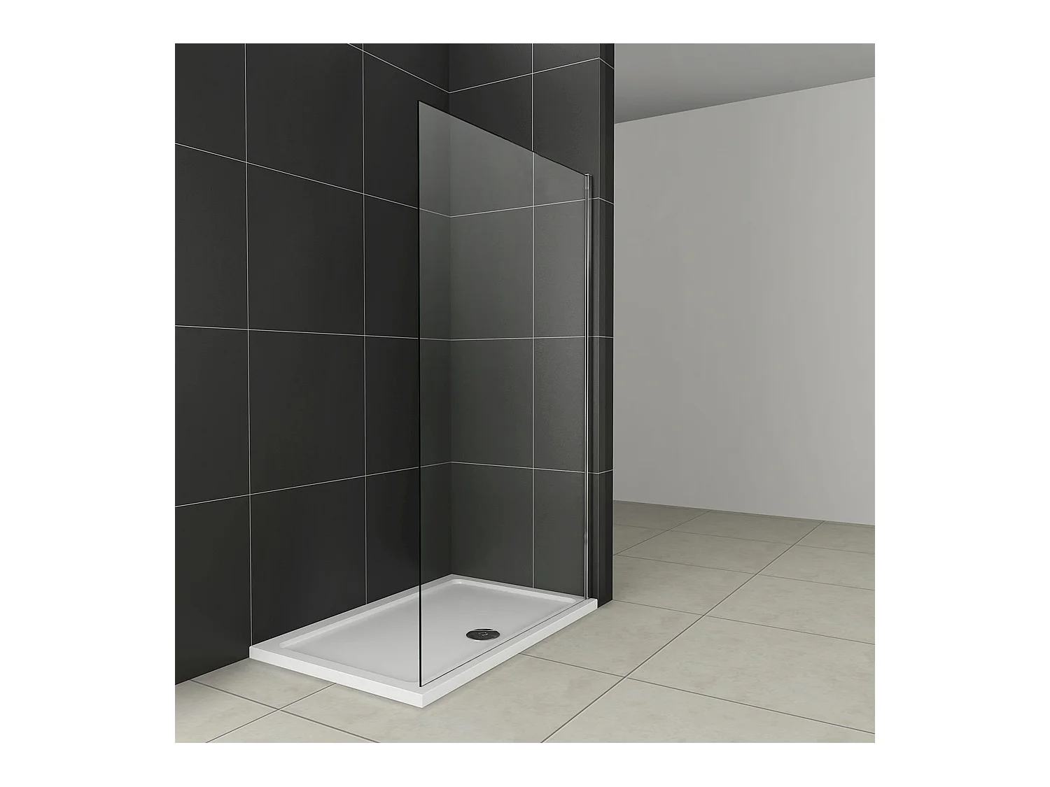 Paroi de douche à l'italienne 100x200cm en 8mm verre trempé anticalcaire, sans barre de fixation