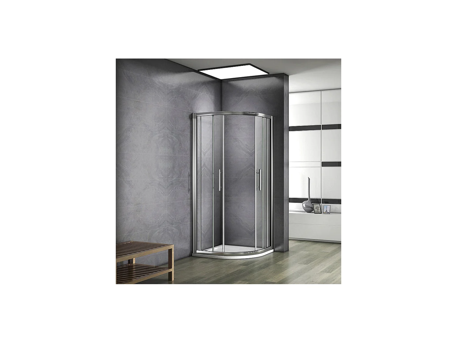 Cabine de douche coulissante 80x80x195cm cabine de douche 1/4 rond, 6mm verre de sécurité anticalcaire