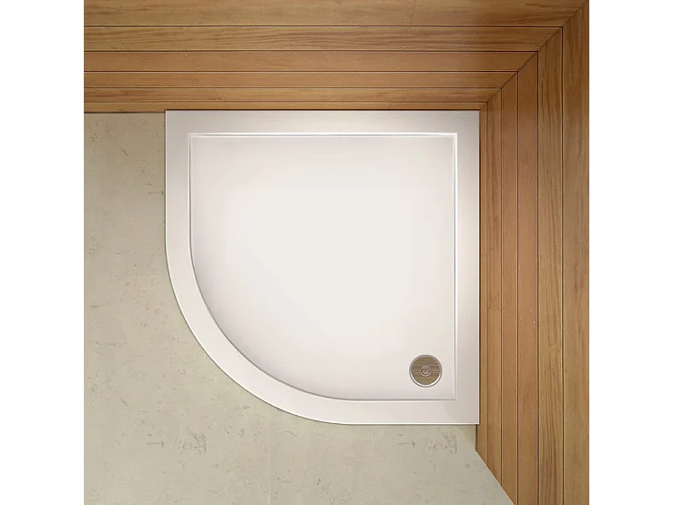 Cabine de douche 1/4 de cercle 80x80x185cm avec receveur de douche blanc 80x80x3cm, cabine de douche coulissante en verre transparent