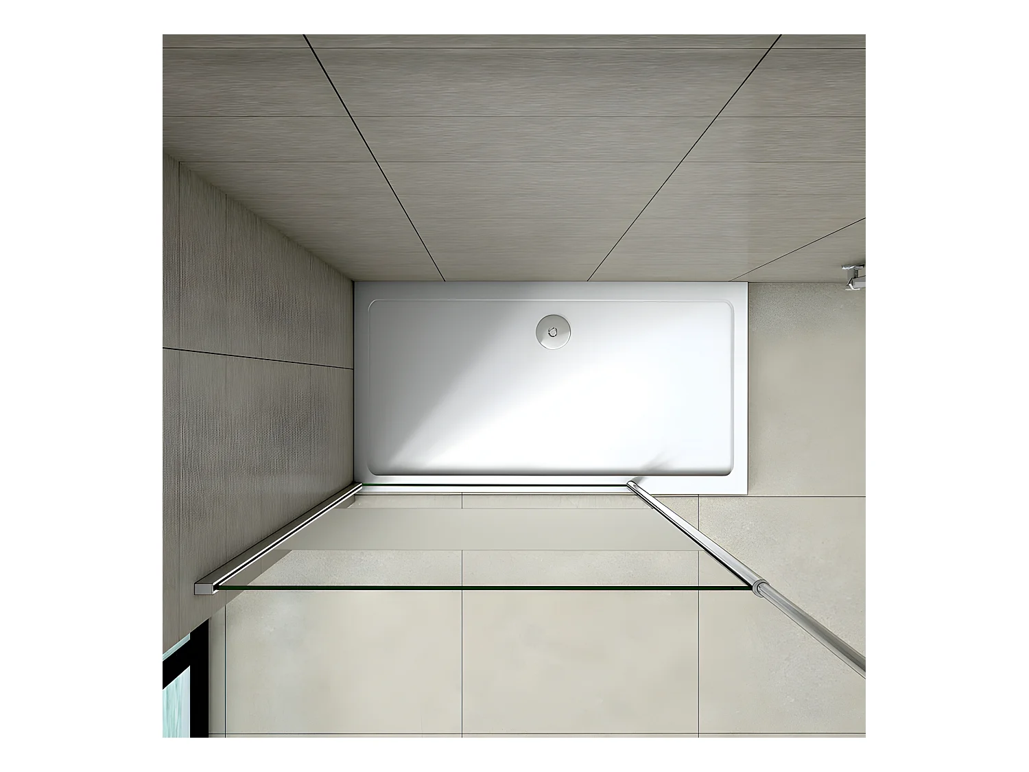 Barre de stabilisation au plafond extensible 203-320cm, barre de fixation cylindrique avec la finition chromée pour douche à l'italienne