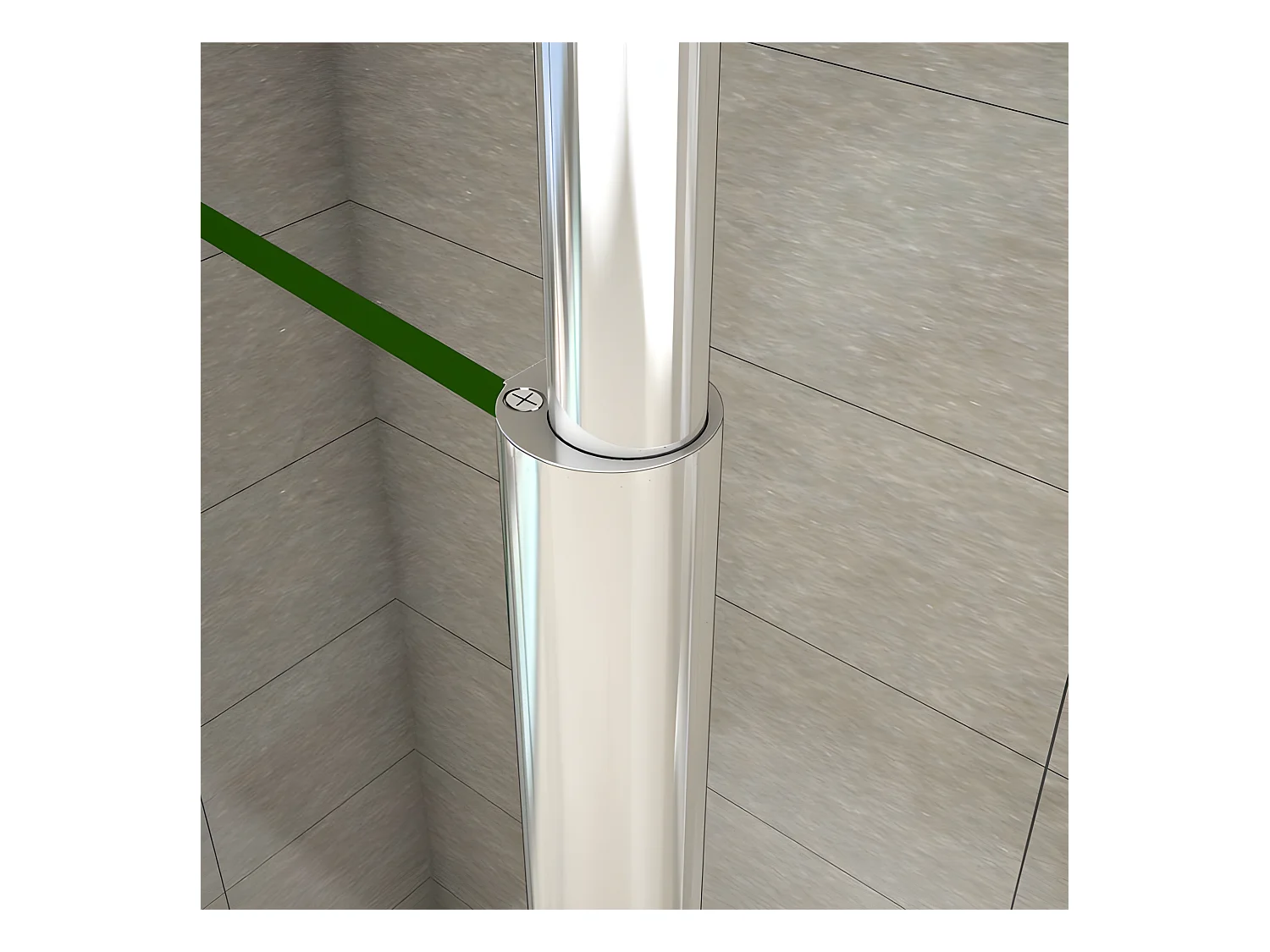 Barre de stabilisation au plafond extensible 203-320cm, barre de fixation cylindrique avec la finition chromée pour douche à l'italienne