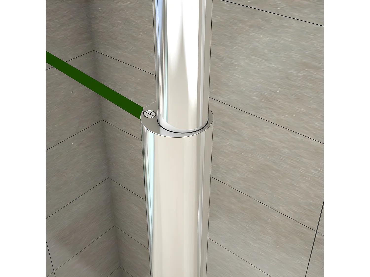 Barre de stabilisation au plafond extensible 203-320cm, barre de fixation cylindrique avec la finition chromée pour douche à l'italienne