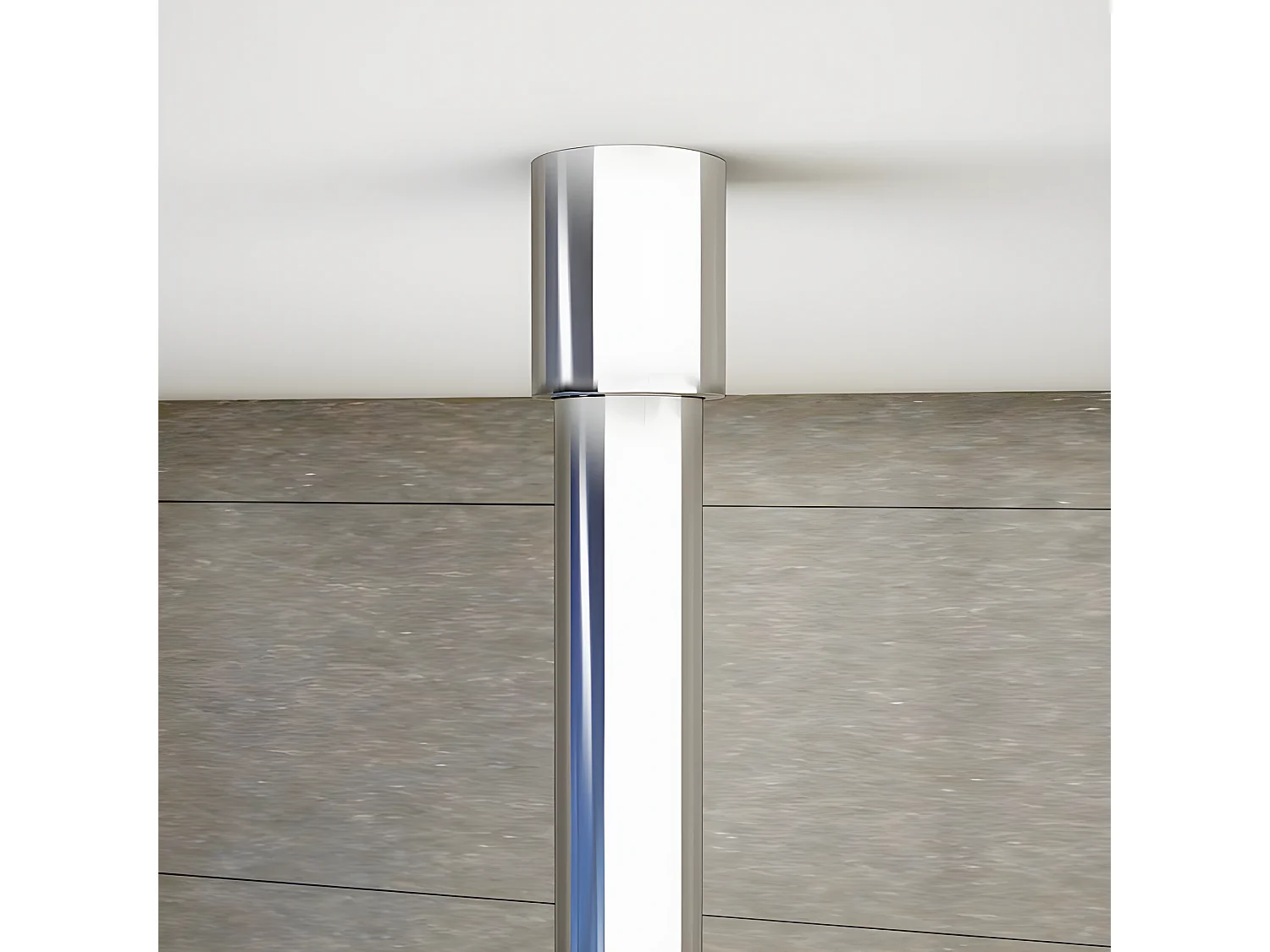 Barre de stabilisation au plafond extensible 203-320cm, barre de fixation cylindrique avec la finition chromée pour douche à l'italienne