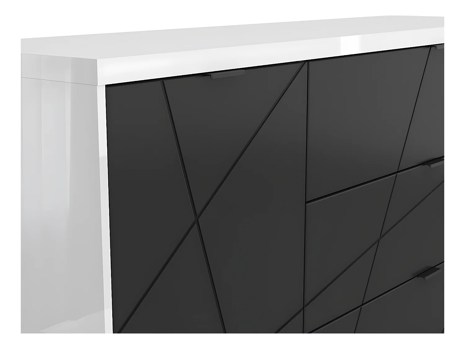 Buffet 3 tiroirs 1 porte Sven Noir et Blanc