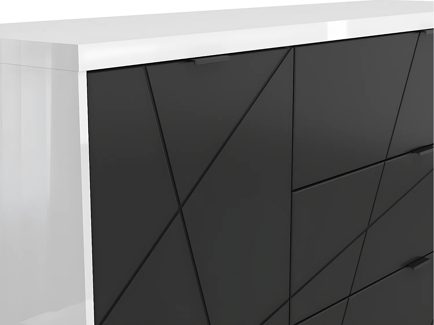 Buffet 3 tiroirs 1 porte Sven Noir et Blanc